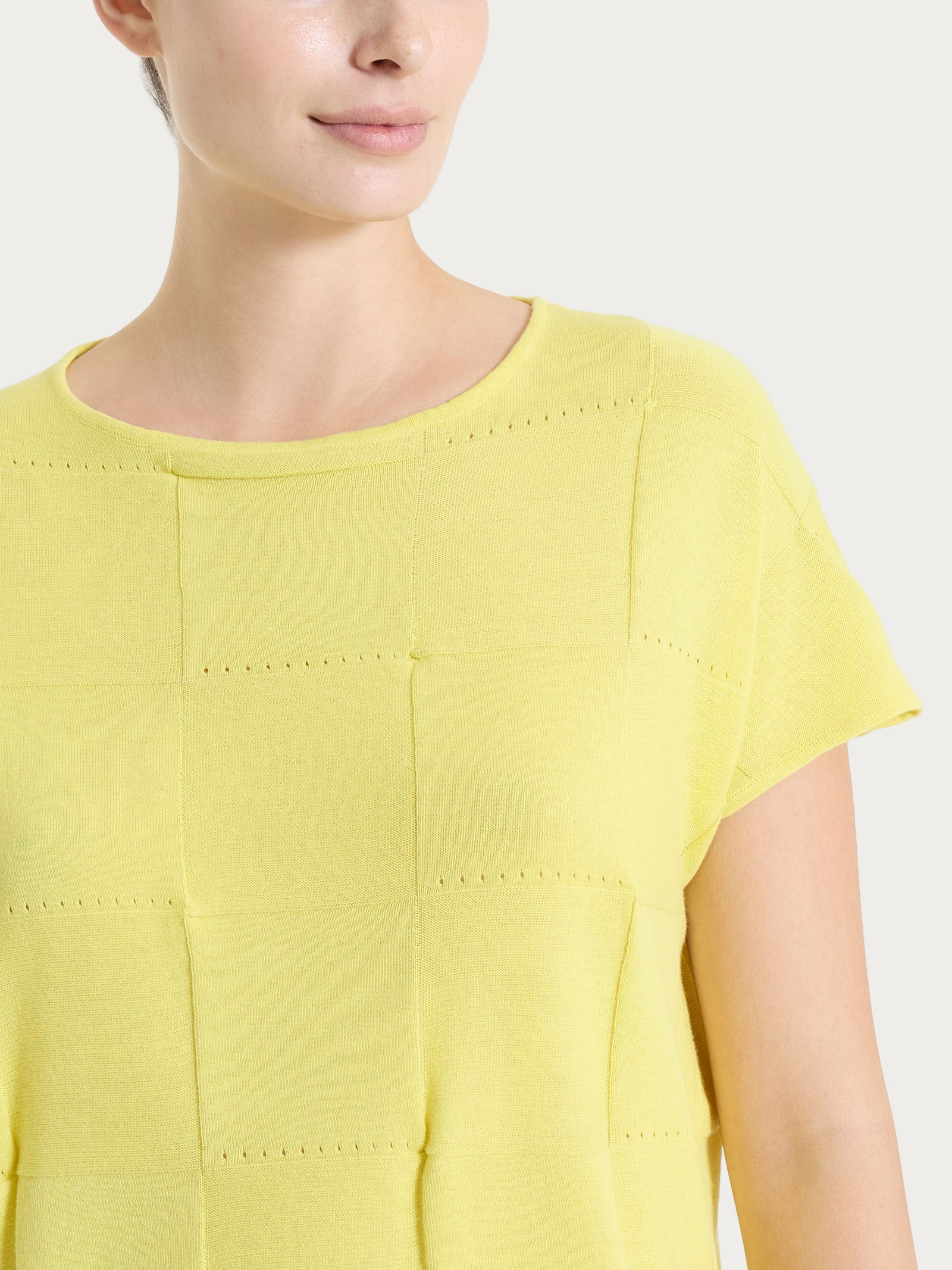 Ragno Puro Cotone Maglia Check Manica Corta Maglia Acacia