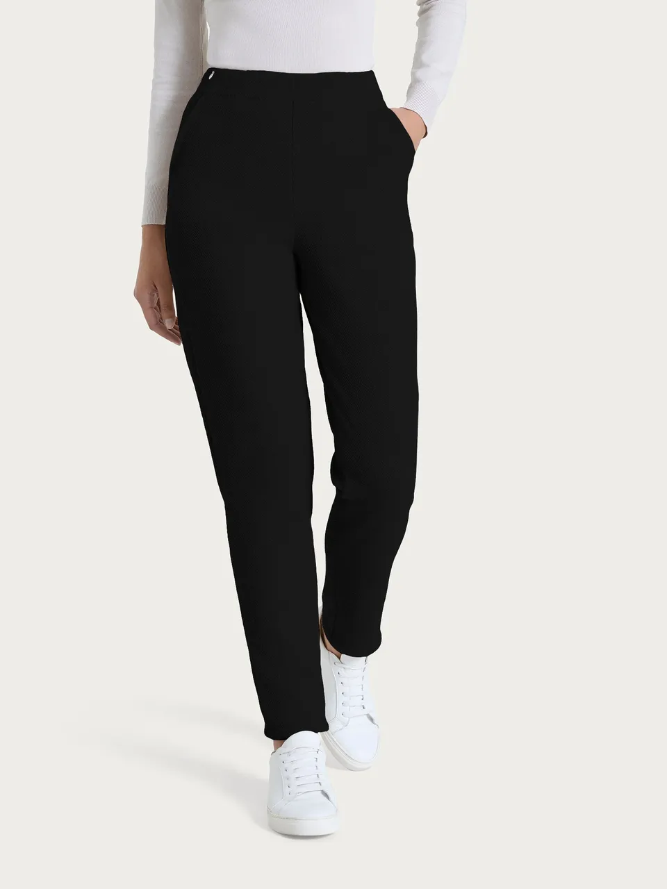 Ragno Relaxed Wardrobe The Chino pantalone nero felpato
