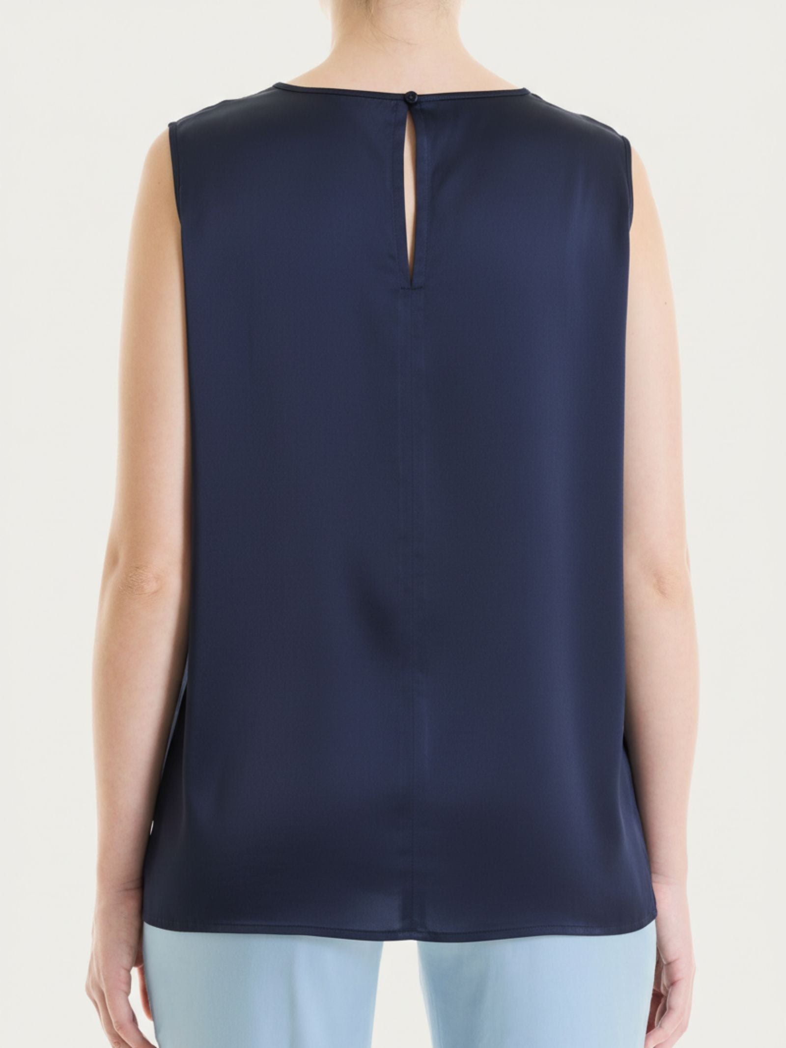 Ragno Stretch Satin top spalla larga Bleu satinato