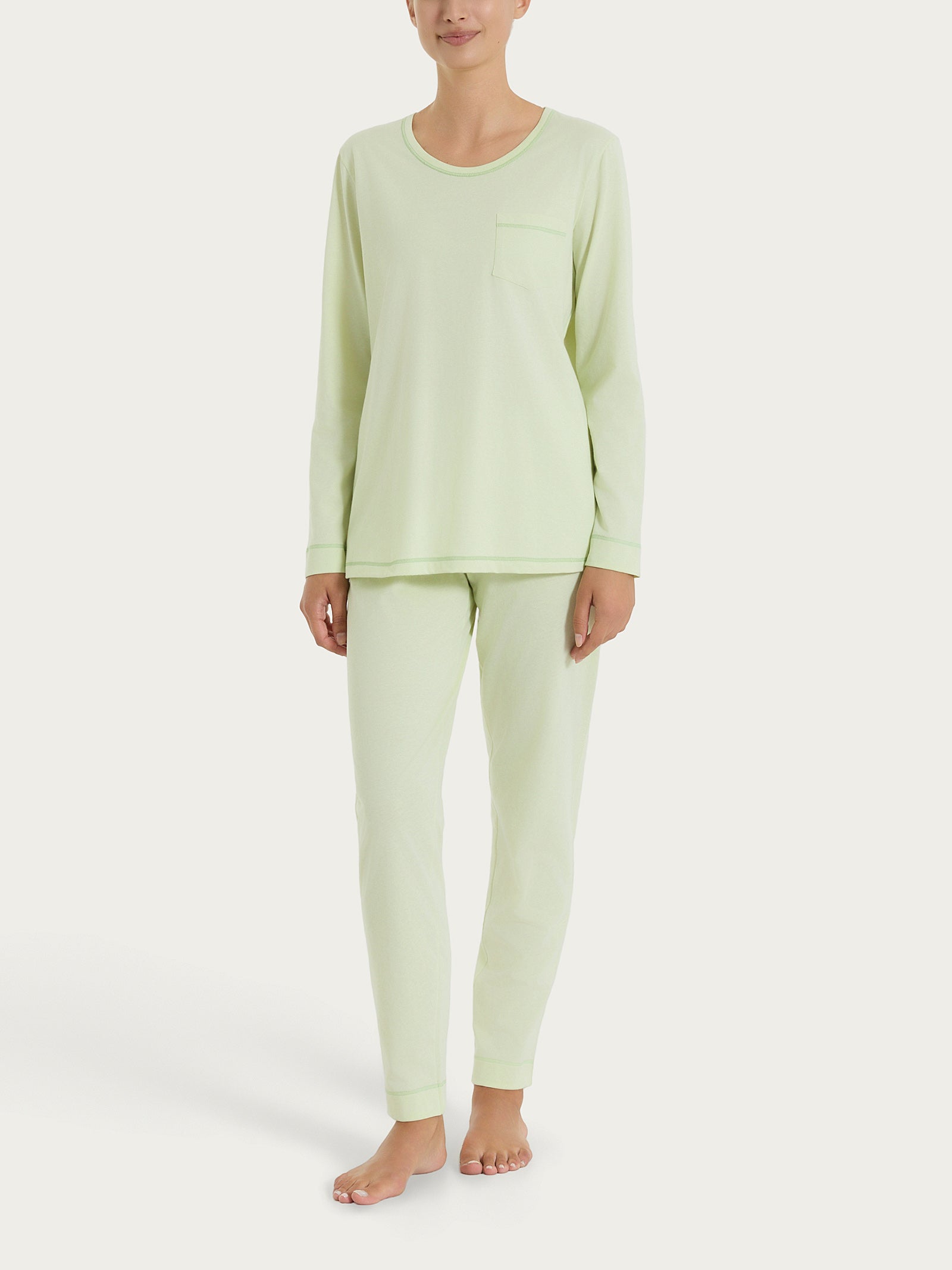 Ragno Sweet Emotion pigiama lungo jersey cotone White Jade