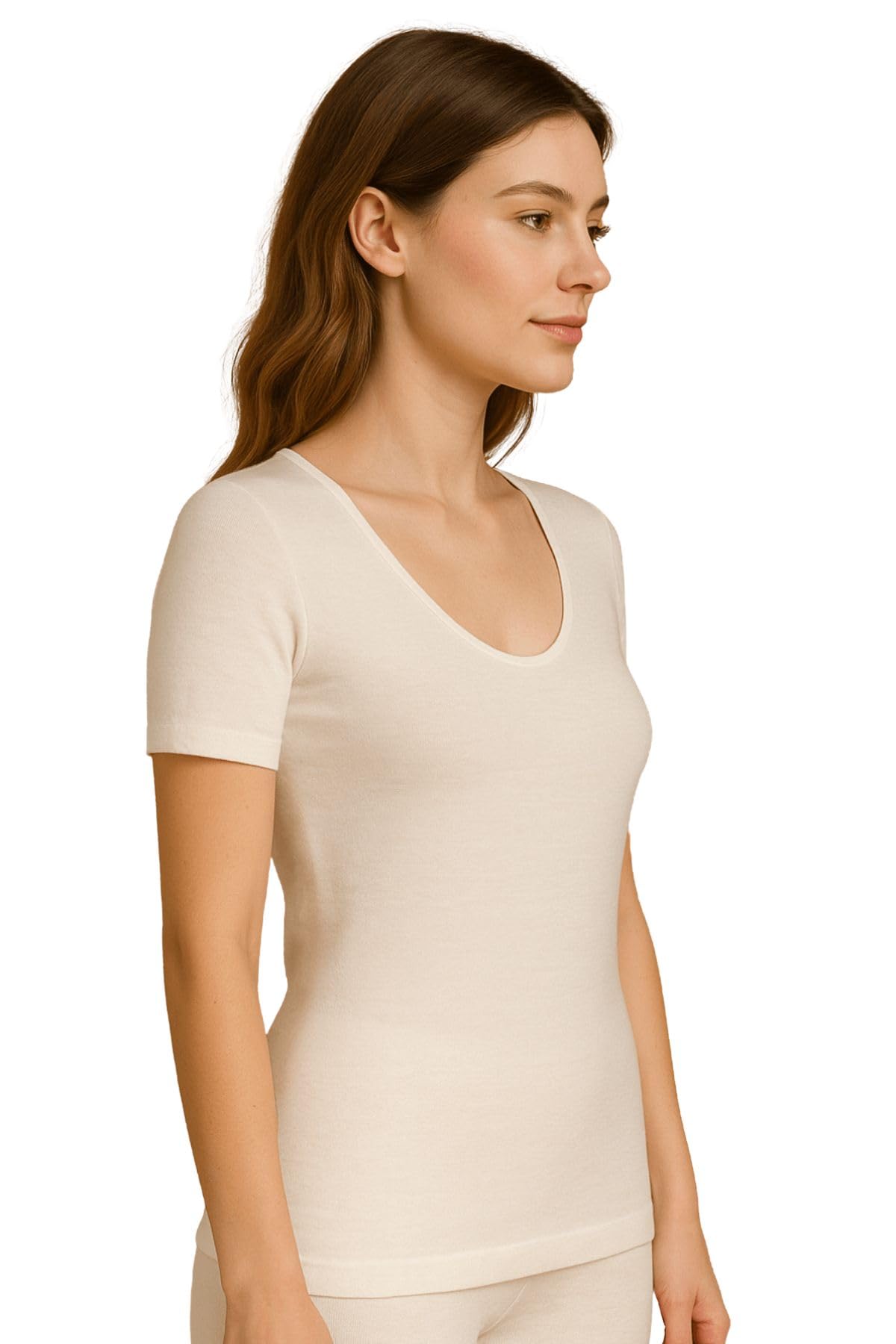 Lady C Maglia Manica Corta Misto Lana Intimo Donna Calda