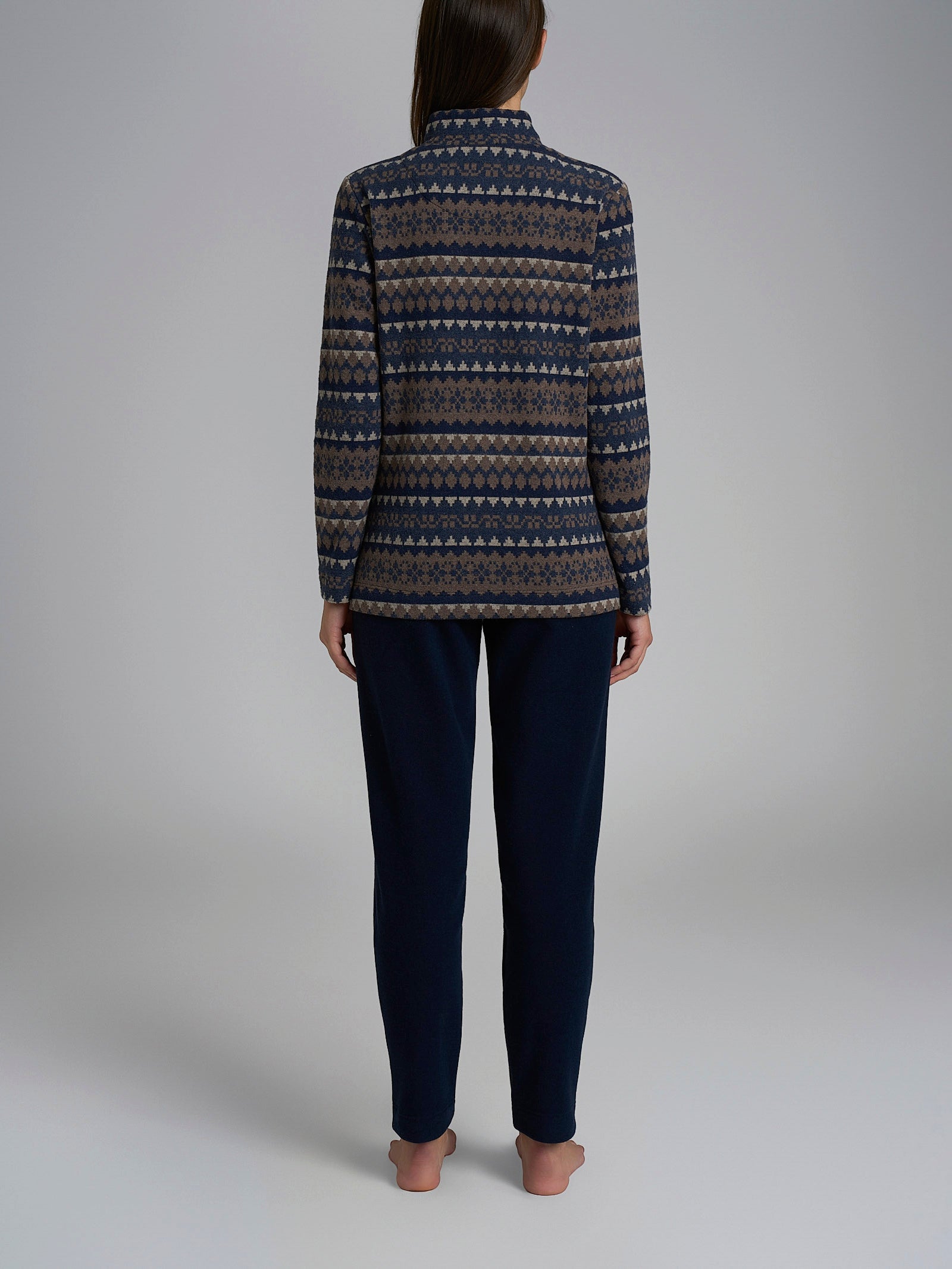 Ragno Cotton Eco Pile pigiama aperto donna Fant. Tenebre