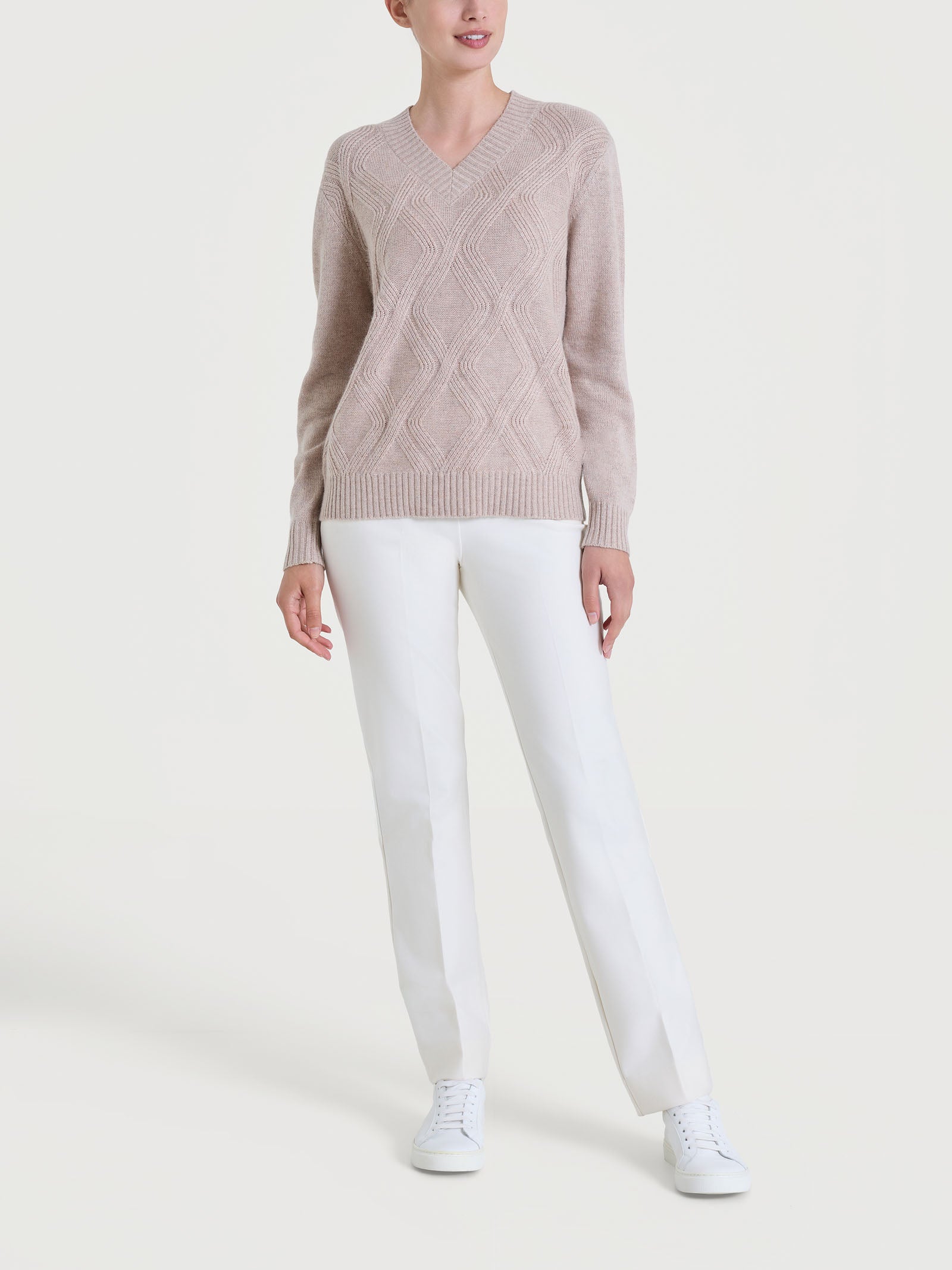 Ragno Four Seasons maglia scollo V trecce Zenzero Mel.