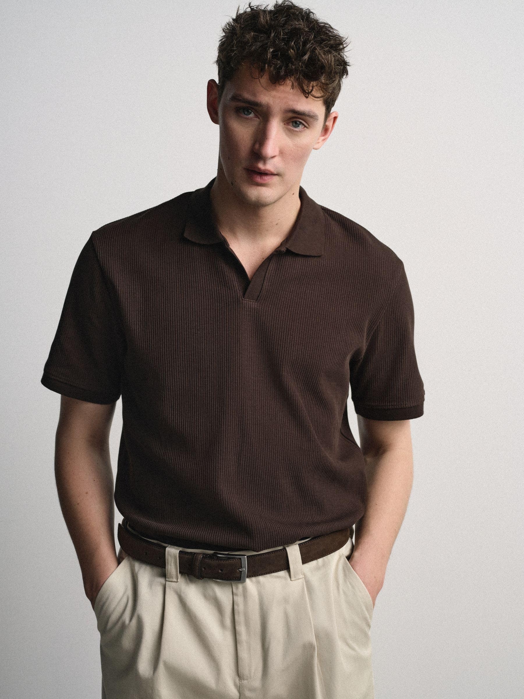 Geo Next The Set T-shirt cotone pesante a coste uomo 3 pezzi collo aperto