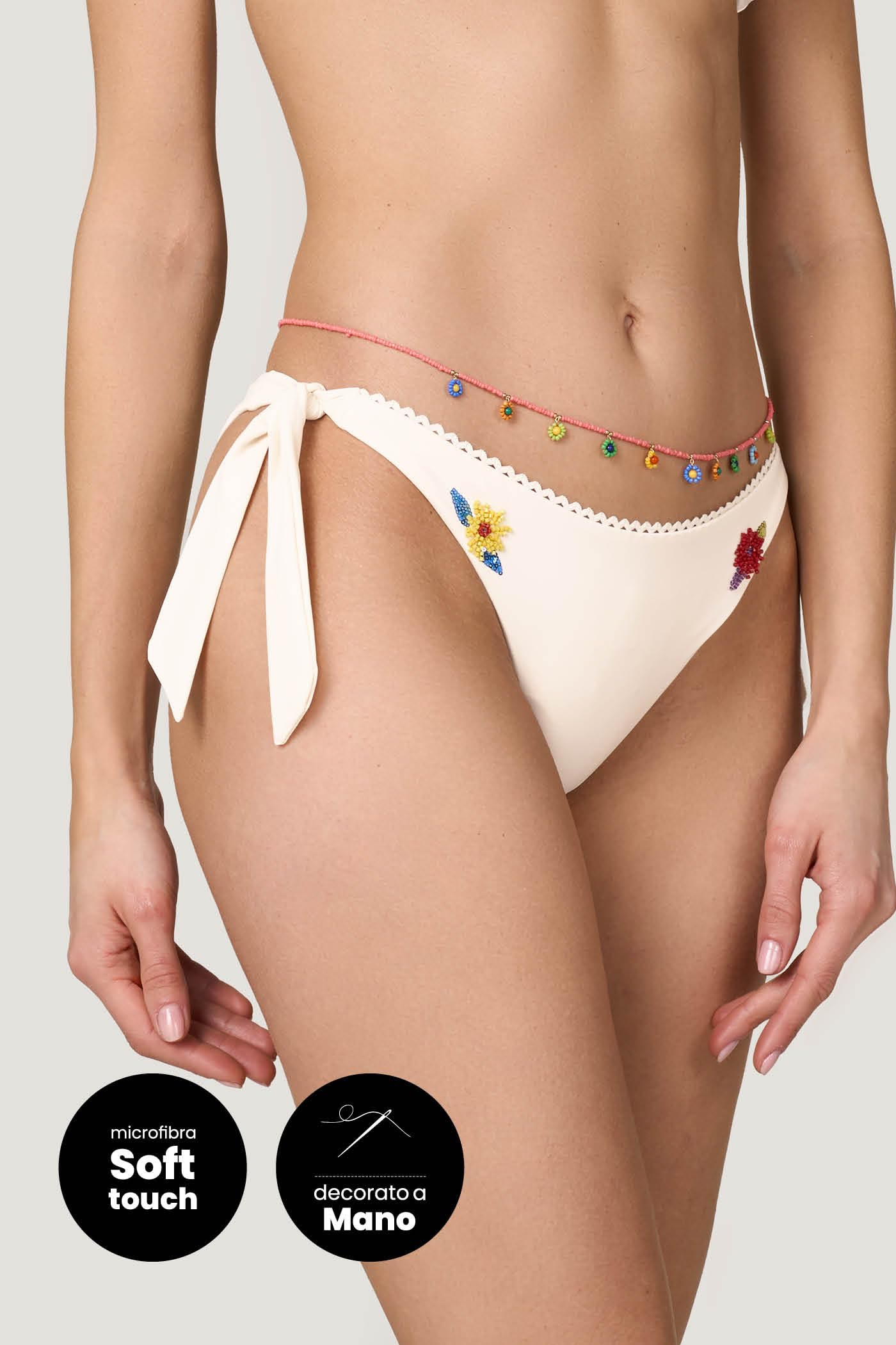 Goldenpoint Encanto slip bikini fianco basso ricamo floreale