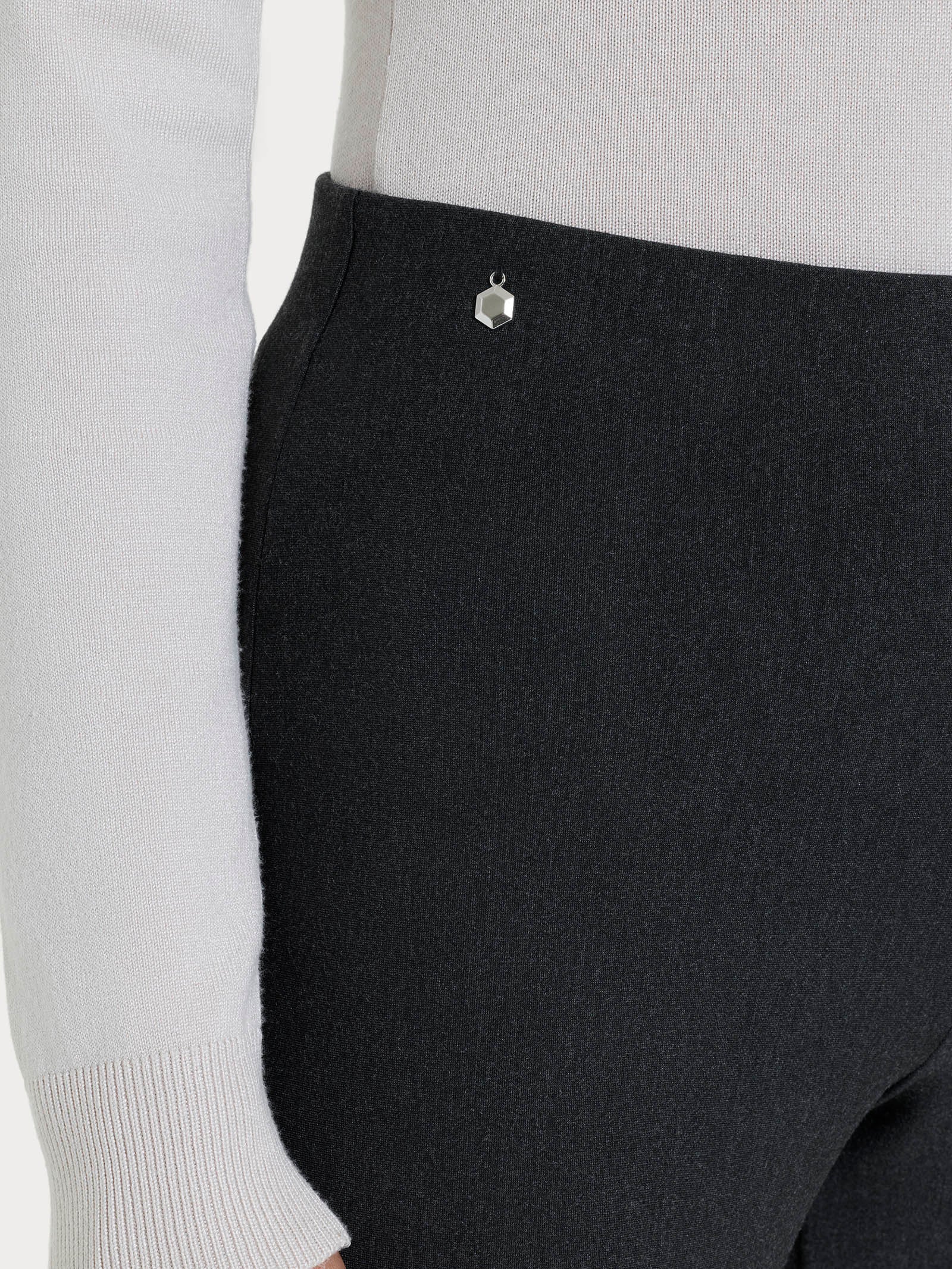 Ragno Compact Pantalone Sigaretta Nero con Risvolto