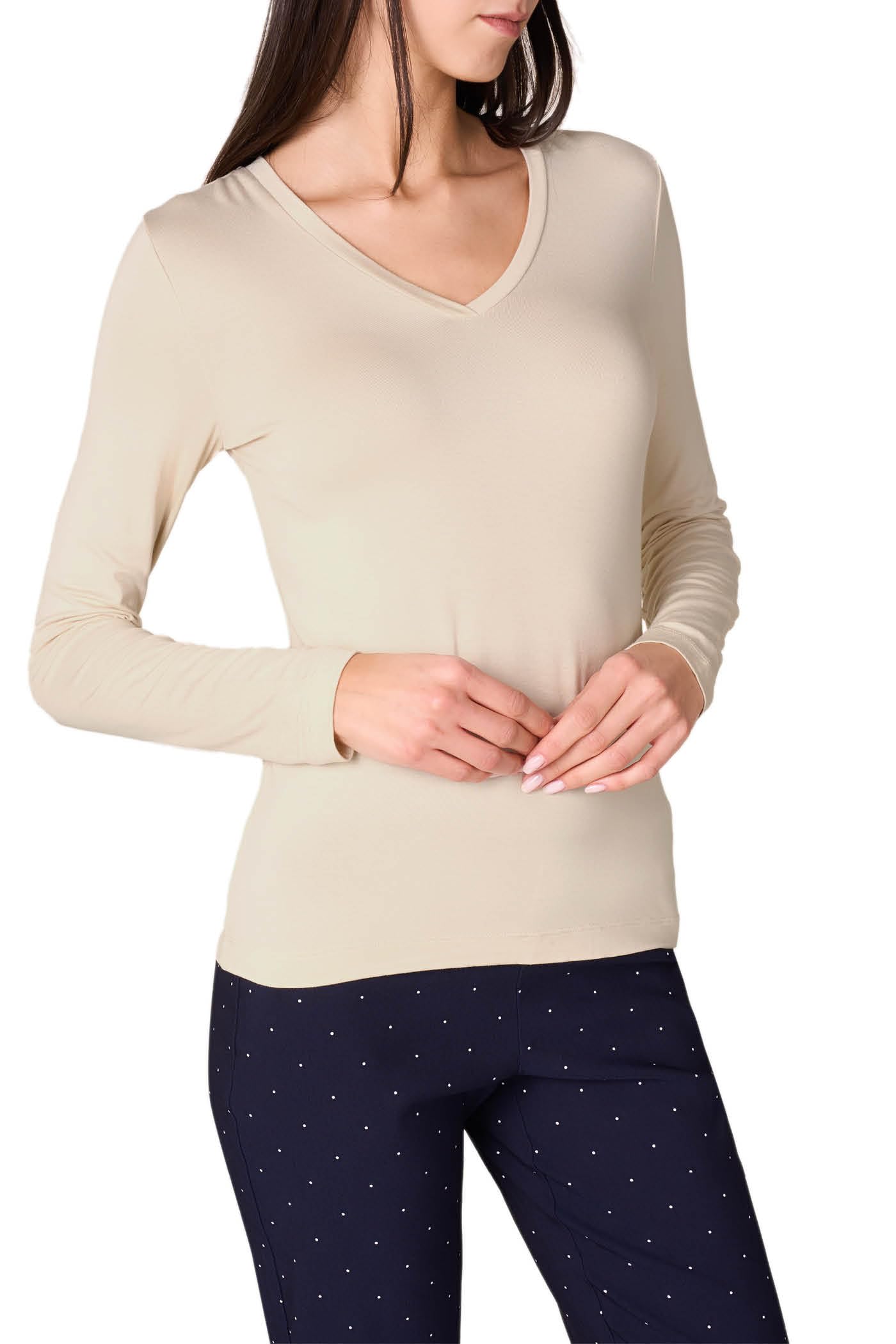 Goldenpoint maglia scollo a V manica lunga aderente