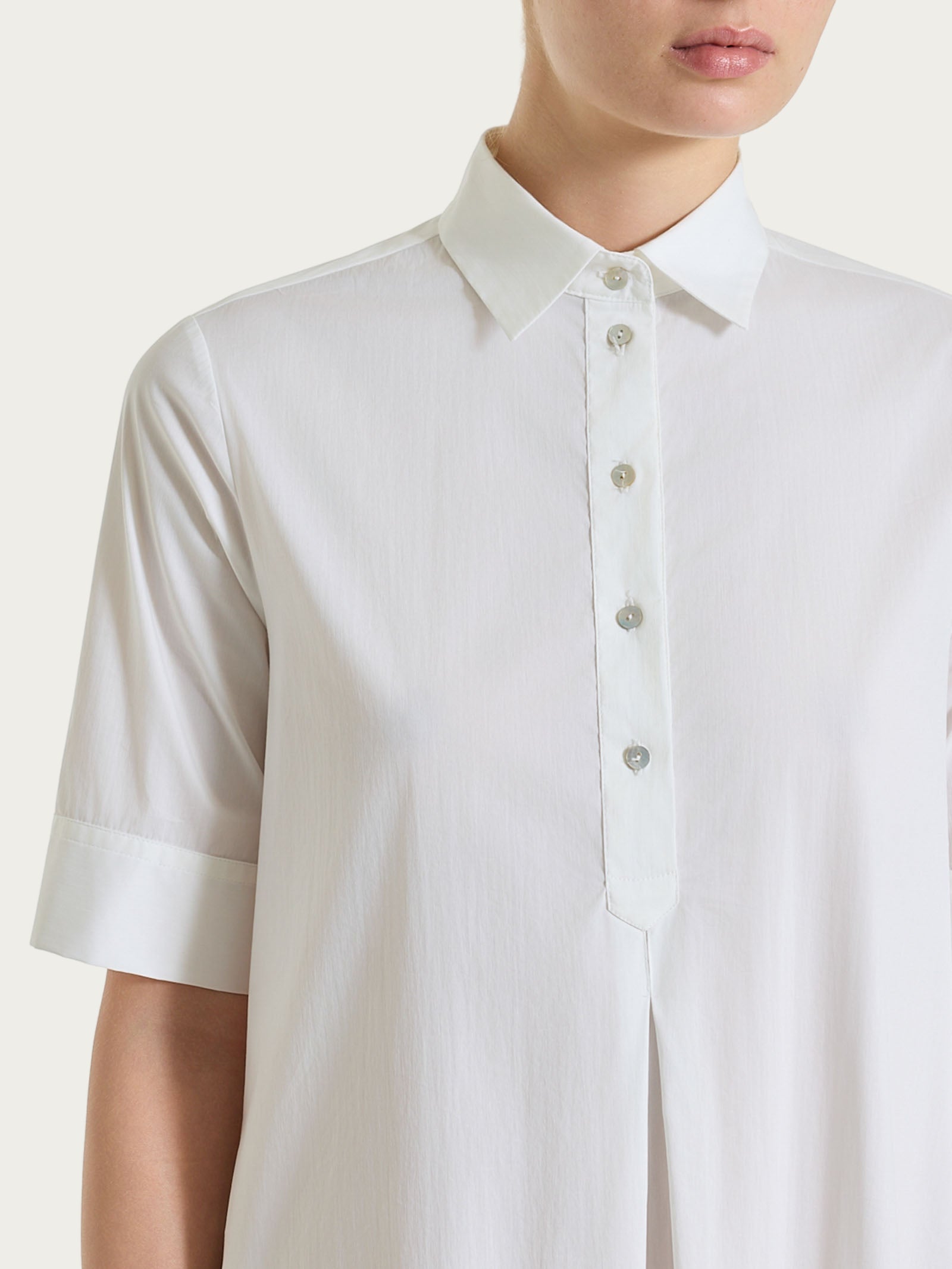 Ragno abito lungo camicia poplin Bianco manica corta