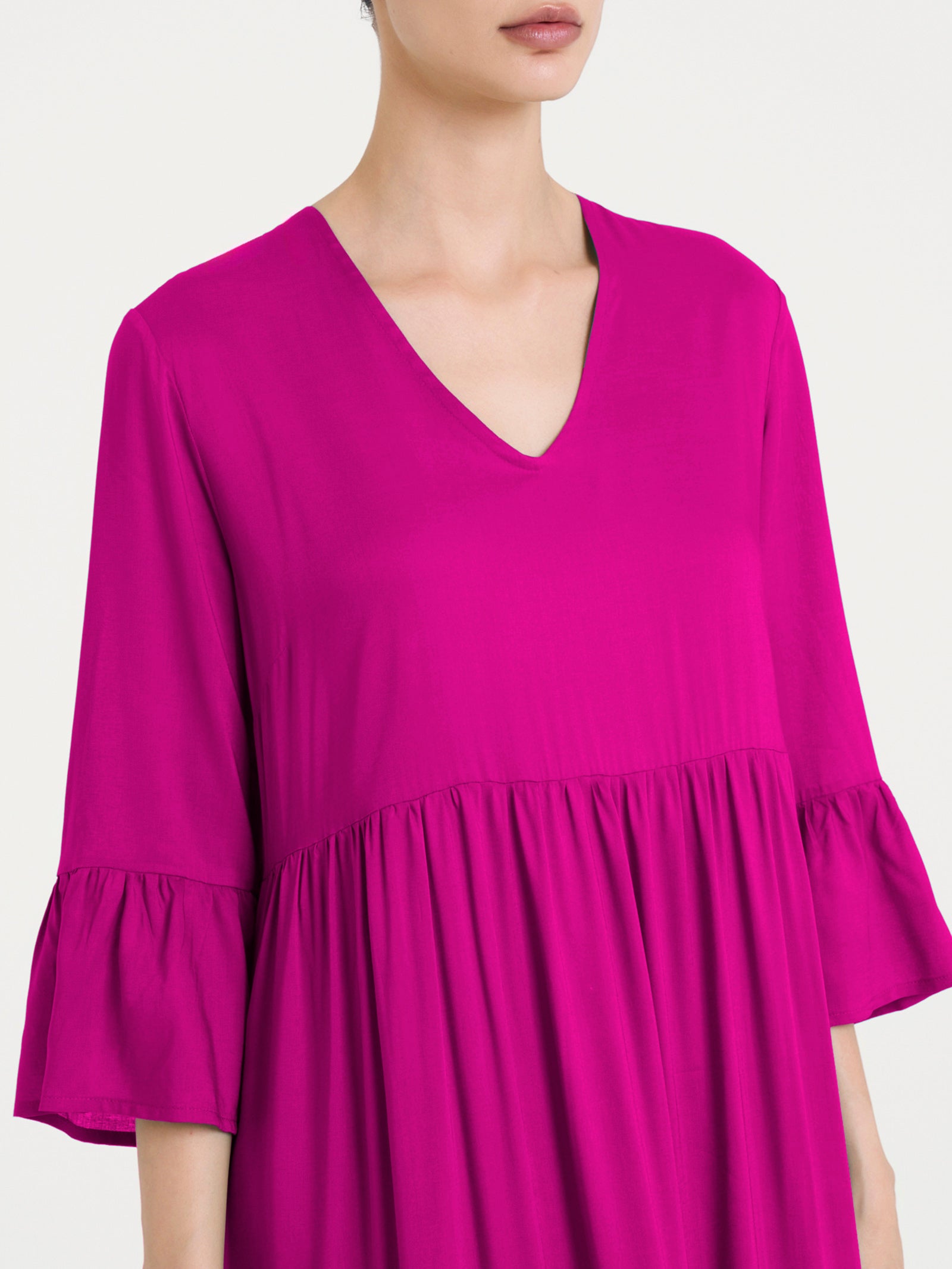 Ragno EcoSeta Abito Lungo con Balze abito Wild Aster rosa