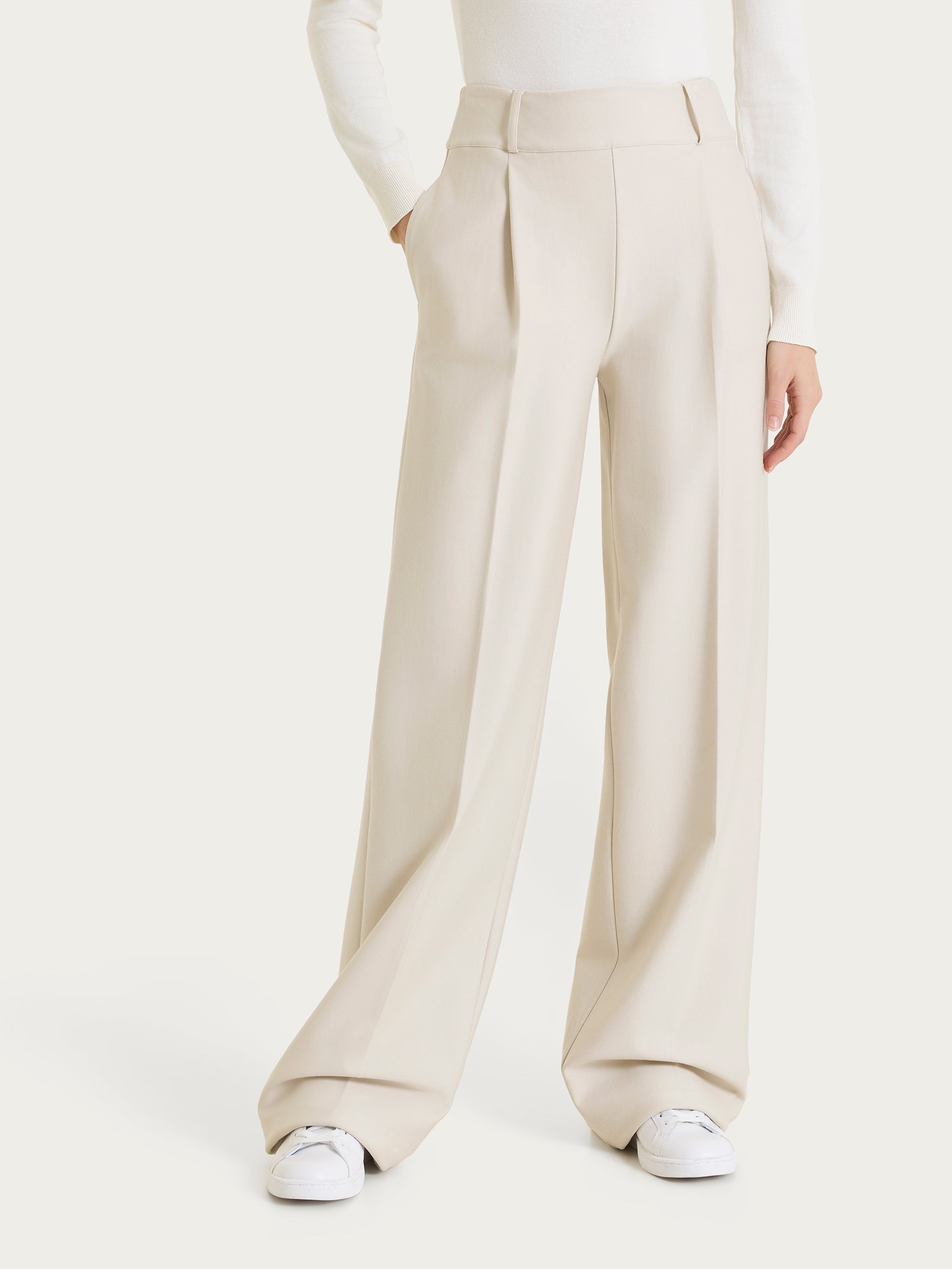 Ragno Compact pantalone ampio Champignon wide leg