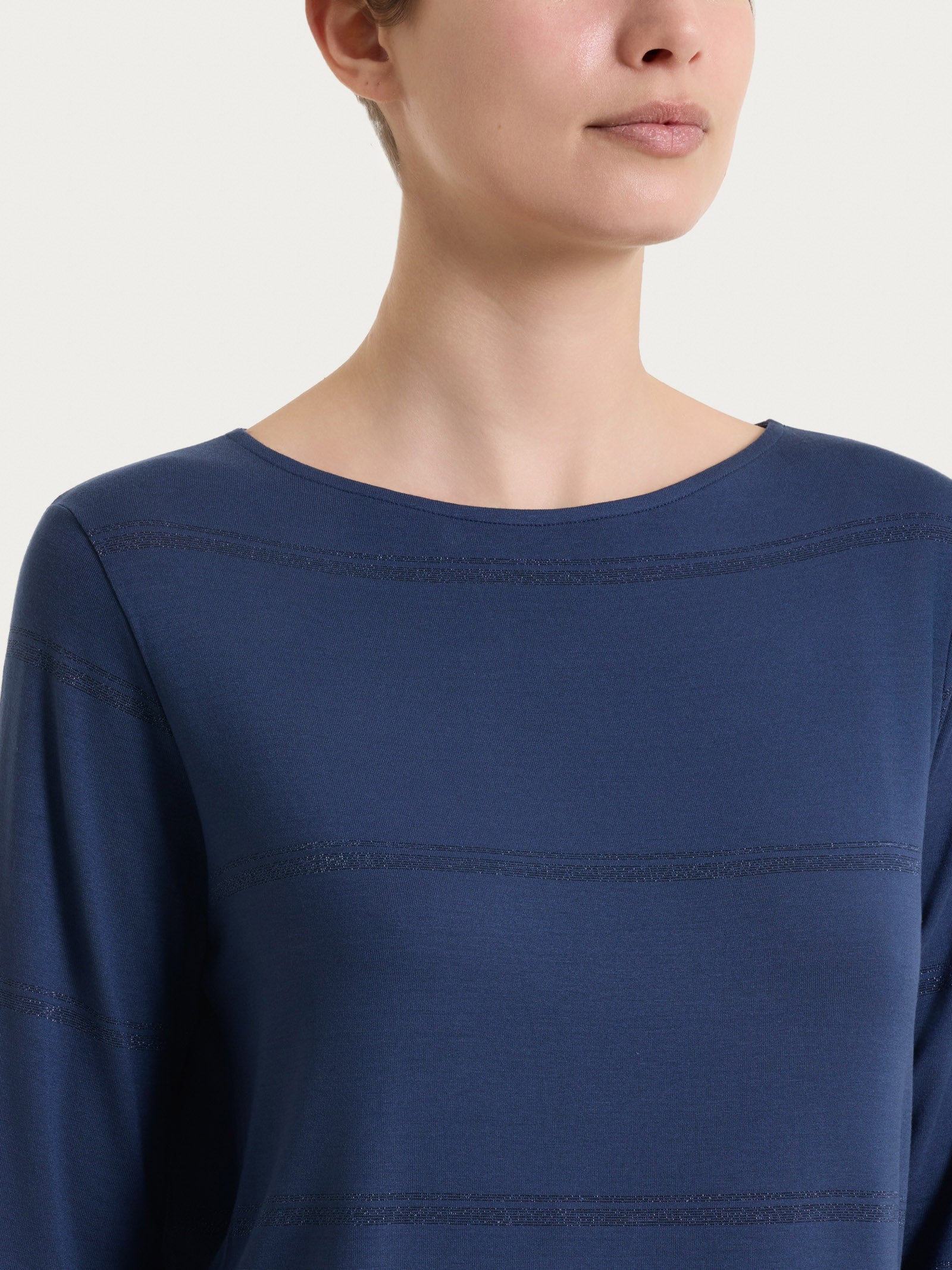 Ragno Viscosa Summer maglietta righe manica 3/4 blu Oceana lurex