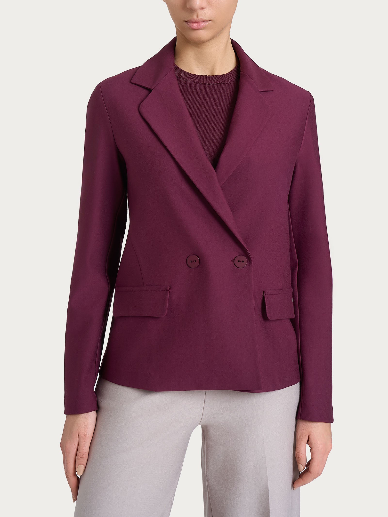 Ragno Compact blazer doppio petto Fig viola elasticizzato