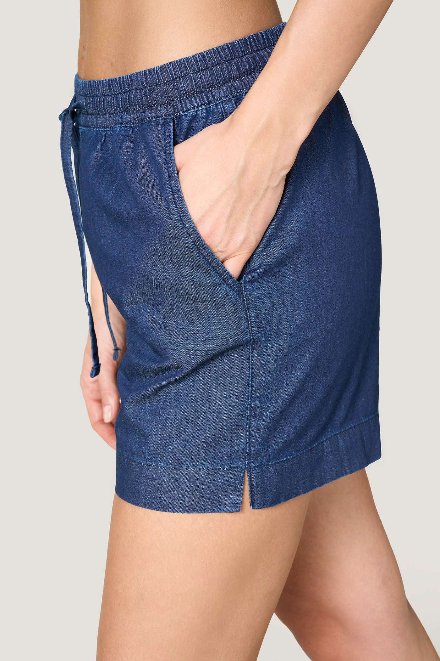 Goldenpoint Effetto Denim Shorts Chambray Copricostume Vita Elasticata