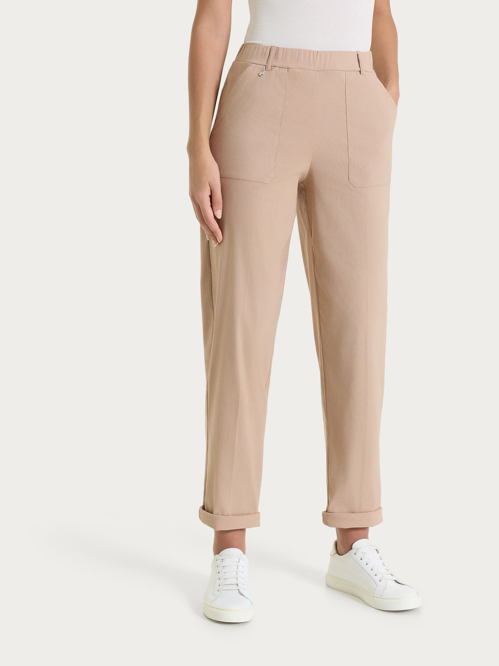 Ragno Linen Super Fresh pantalone carota tasche warm taupe lino