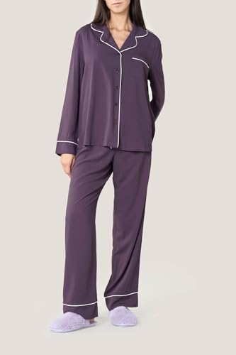 Goldenpoint Pigiama Lungo Satin Abbottonato Maniche Lunghe