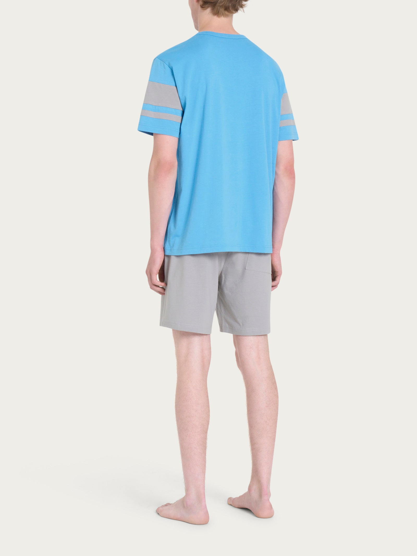 Ragno Pigiama Corto Serafino Uomo Jersey Cotone Azure Blue