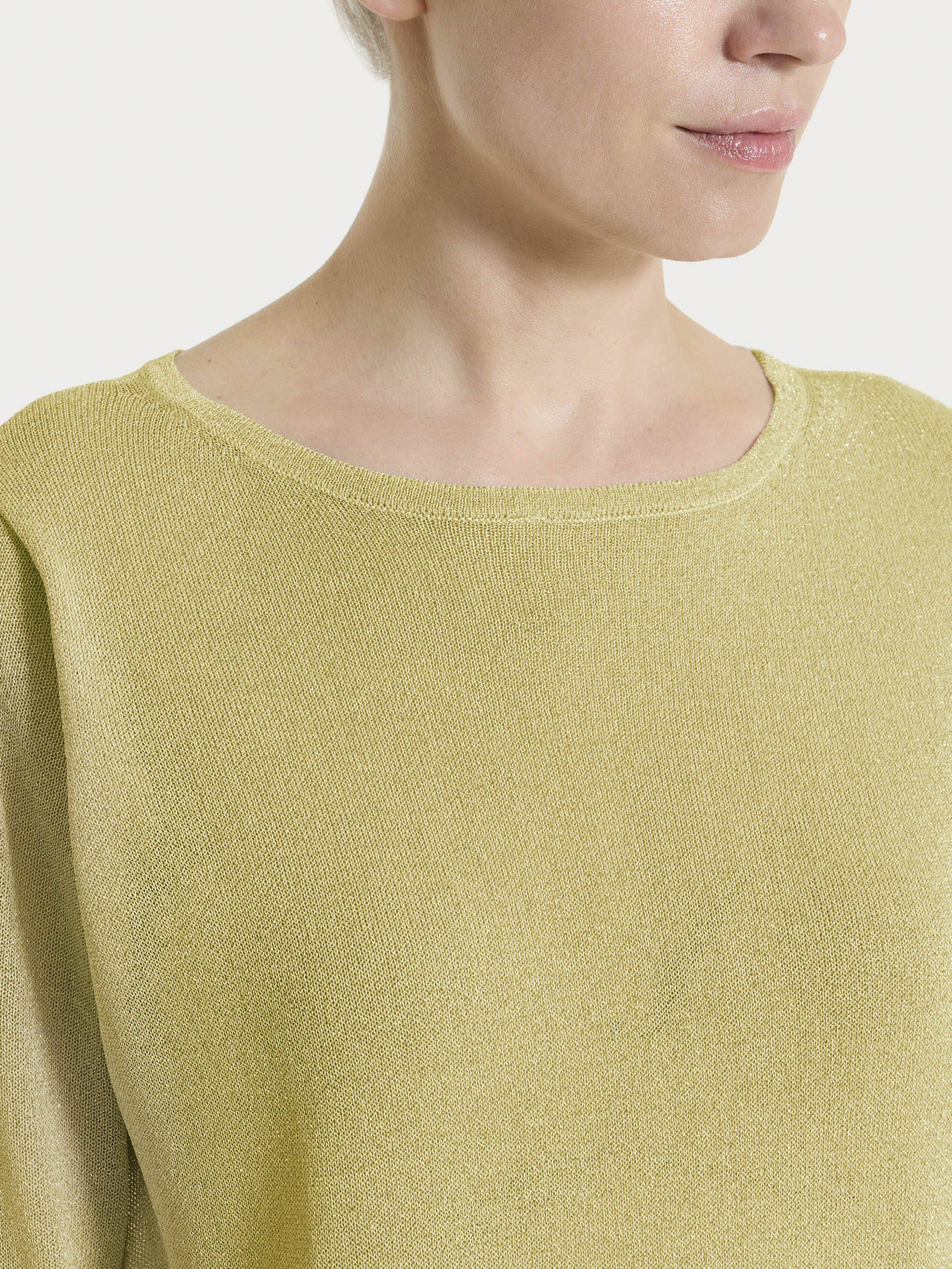 Ragno Crêpe Lurex maglia barchetta Khaki manica 3/4