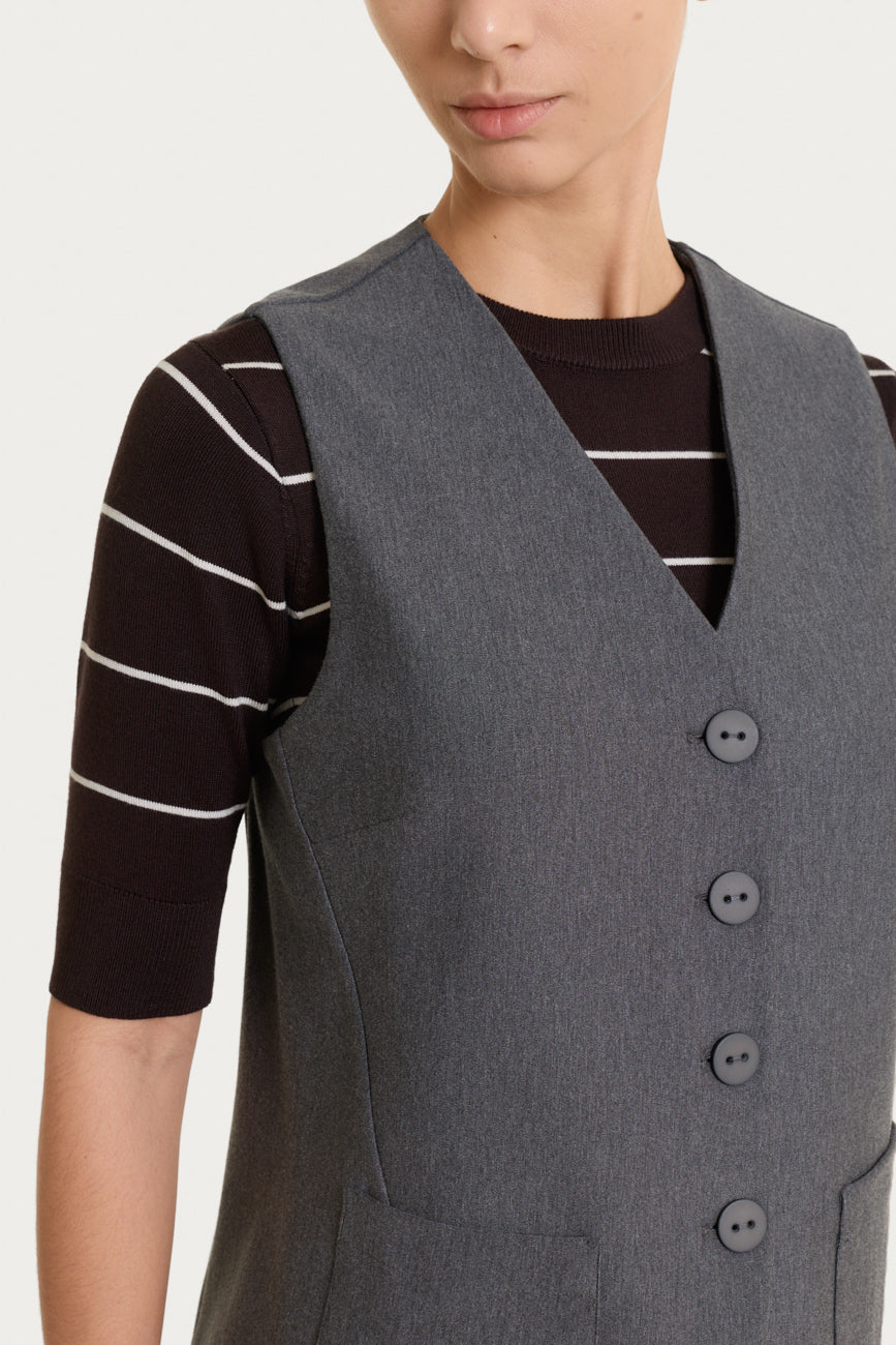 Ragno Compact Gilet con quattro bottoni nero Ardesia Mel. caldo