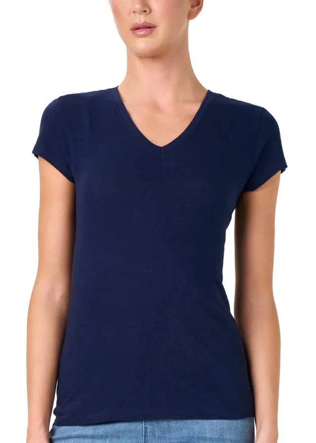 Philippe Matignon Leger t-shirt donna lino scollo a V M/L