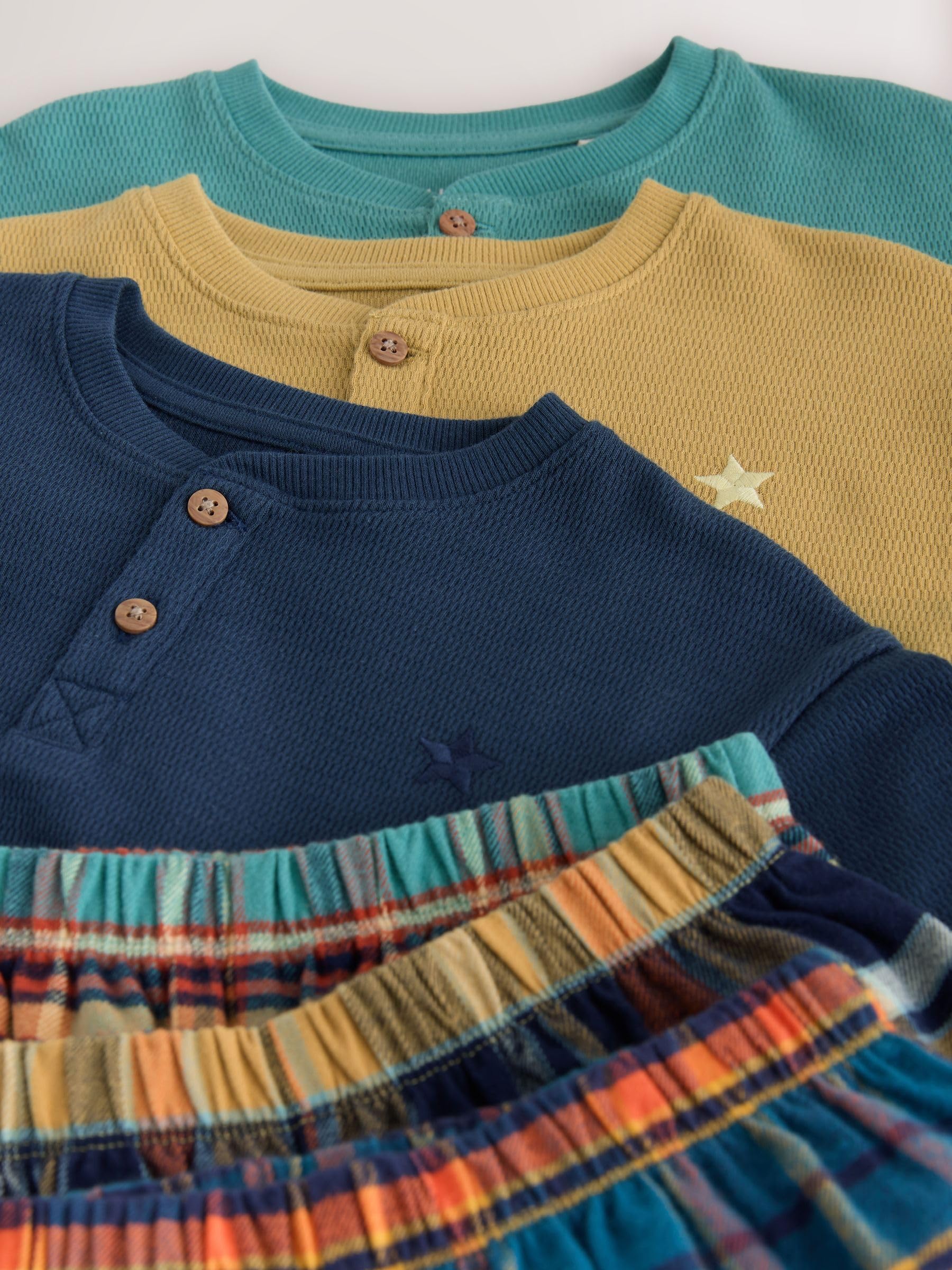 Next pigiami bambino 74-80 3 pezzi pantaloni quadri