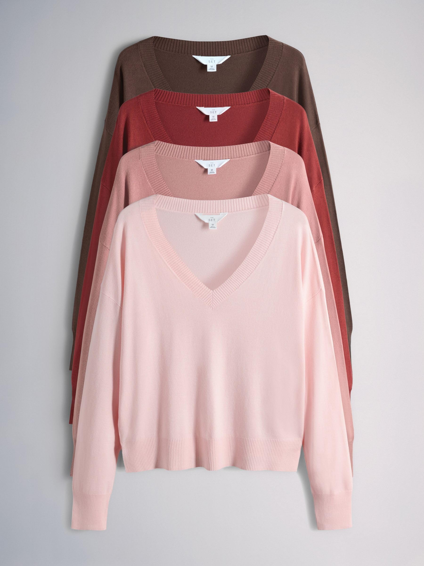 Geo Next The Set Maglione Donna Scollo a V Confezione 4 Pezzi Maglia Fine
