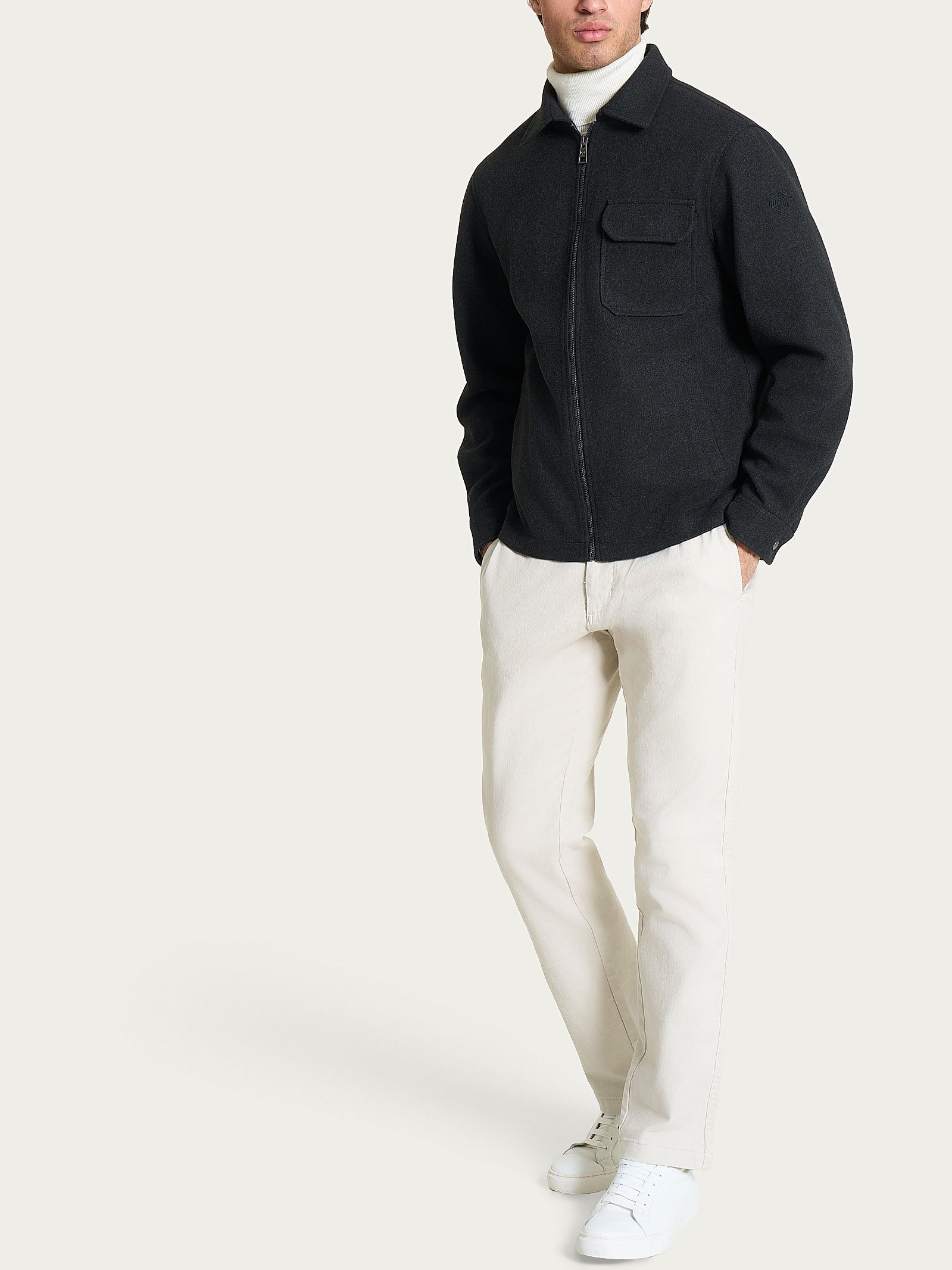 Ragno Vegan Wool collo camicia giacca uomo oscuro mel