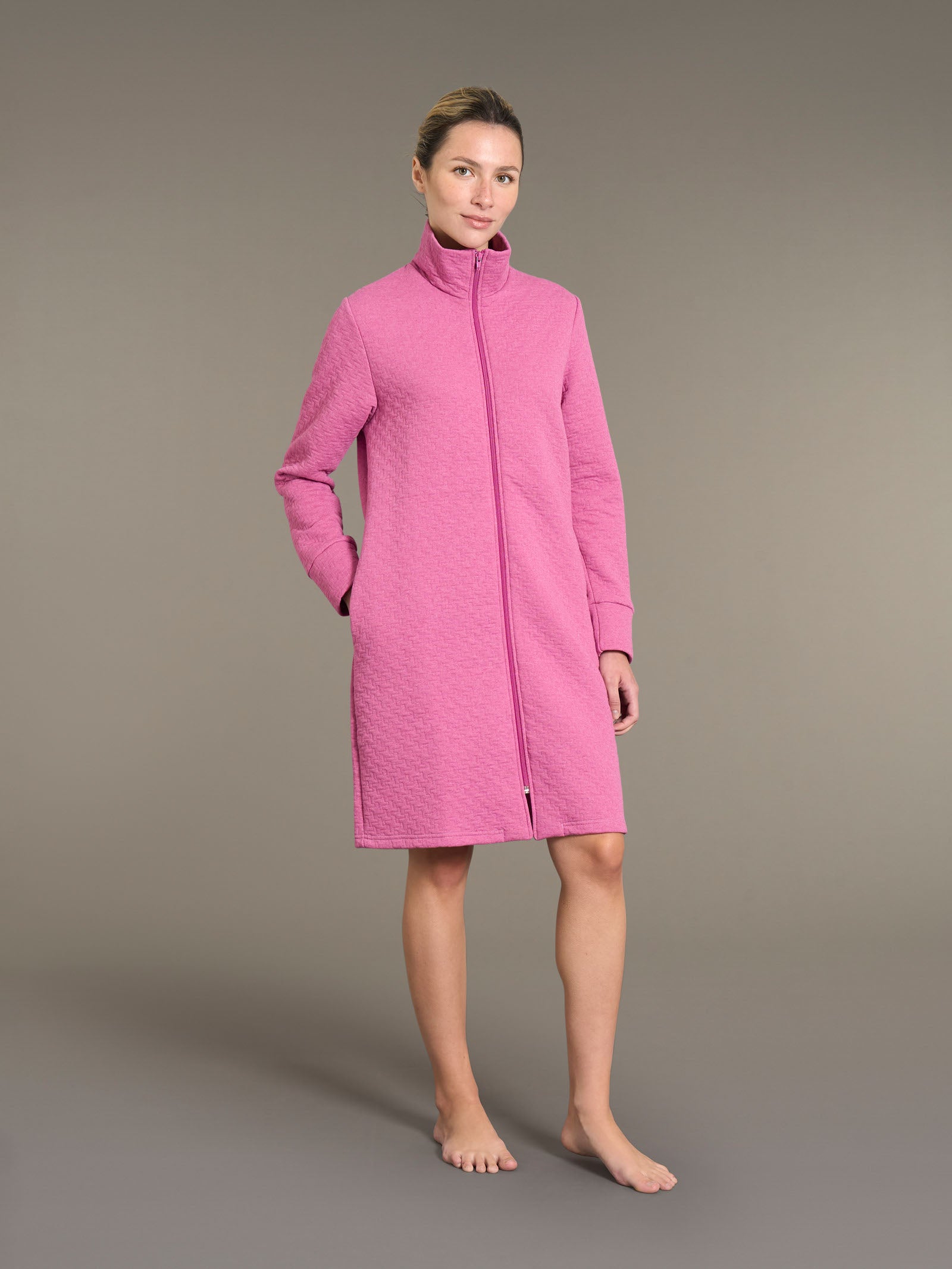 Ragno Jersey Cotone vestaglia corta zip trapuntino Red Violet
