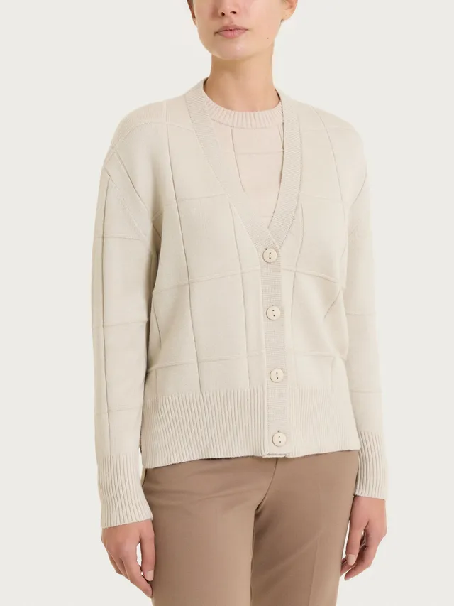 Ragno Super Soft cardigan donna check champignon