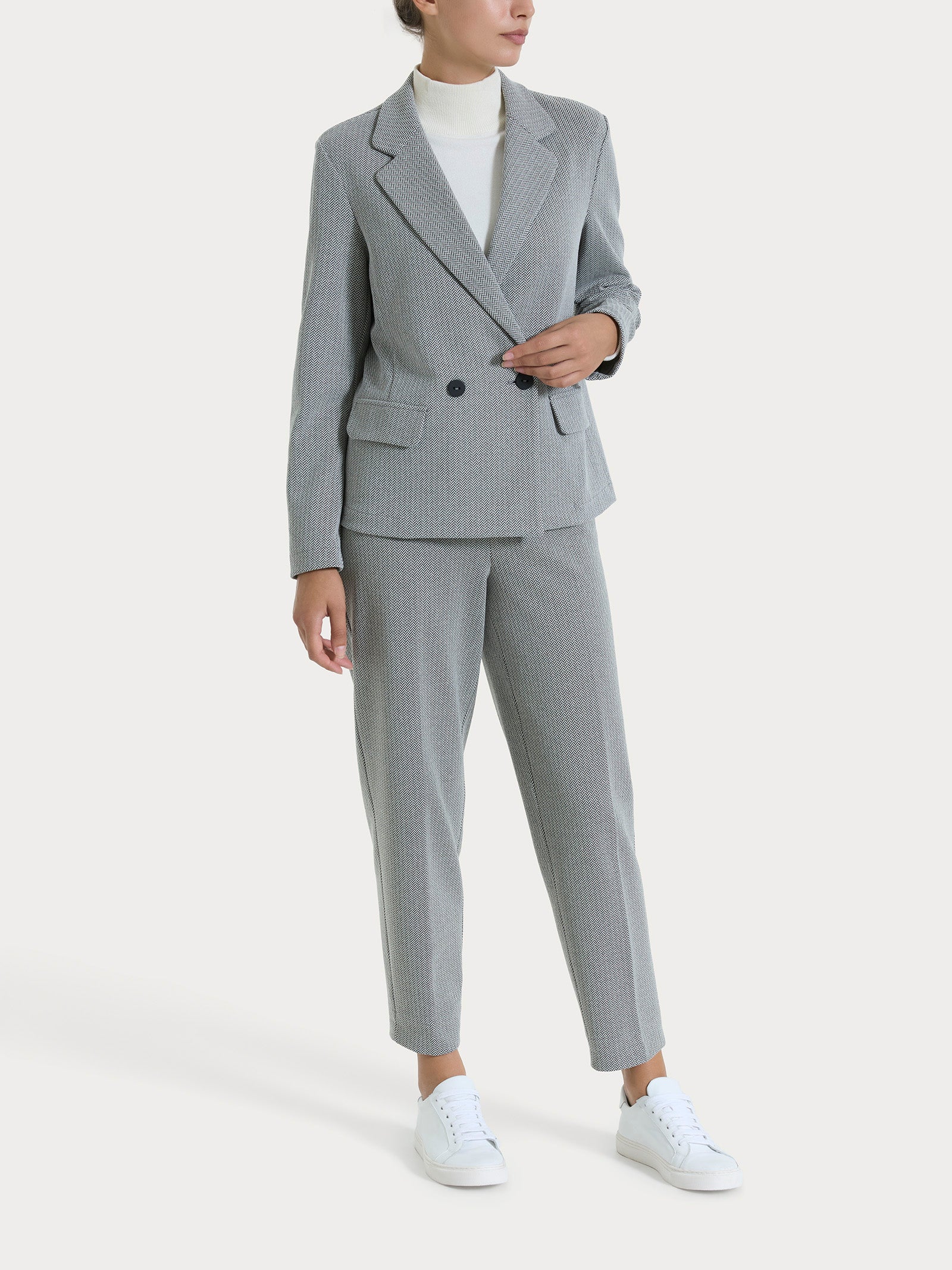 Ragno Eco Jacquard Blazer Donna Fant.Nero Spina di Pesce