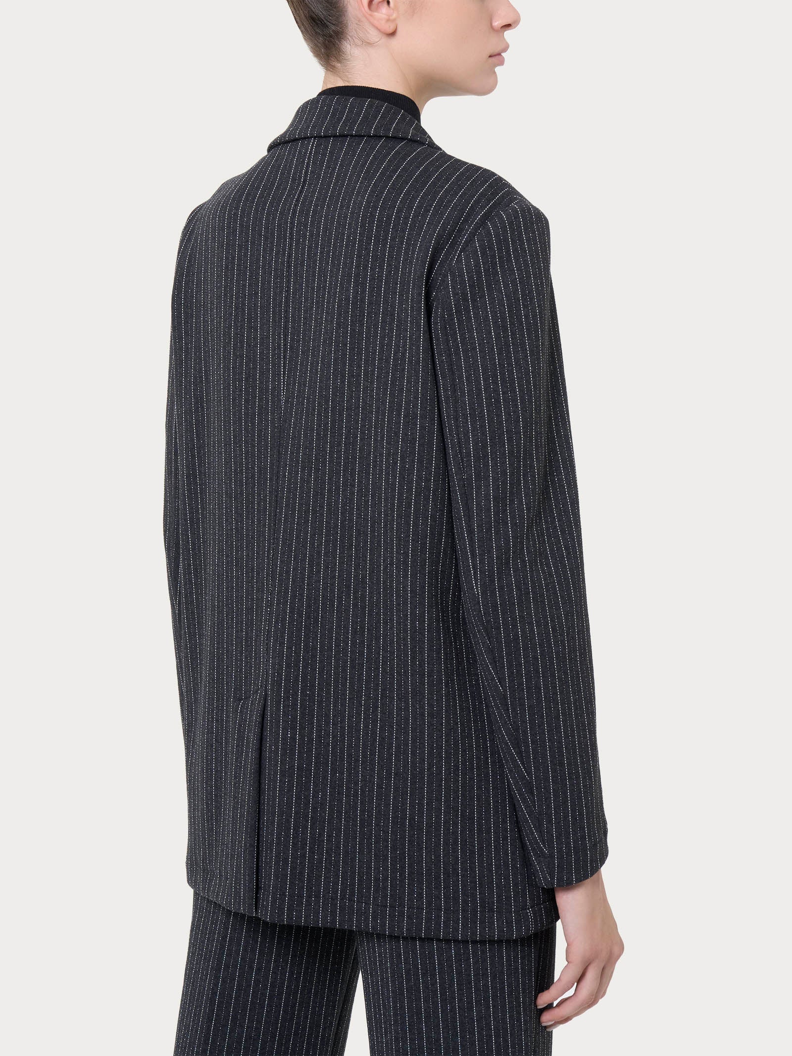 Ragno Compact Oscuro Mel blazer over gessato nero