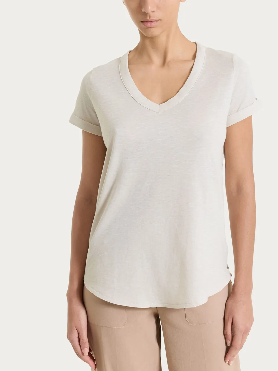 Ragno Jersey di Cotone maglietta scollo a V Champignon cotone