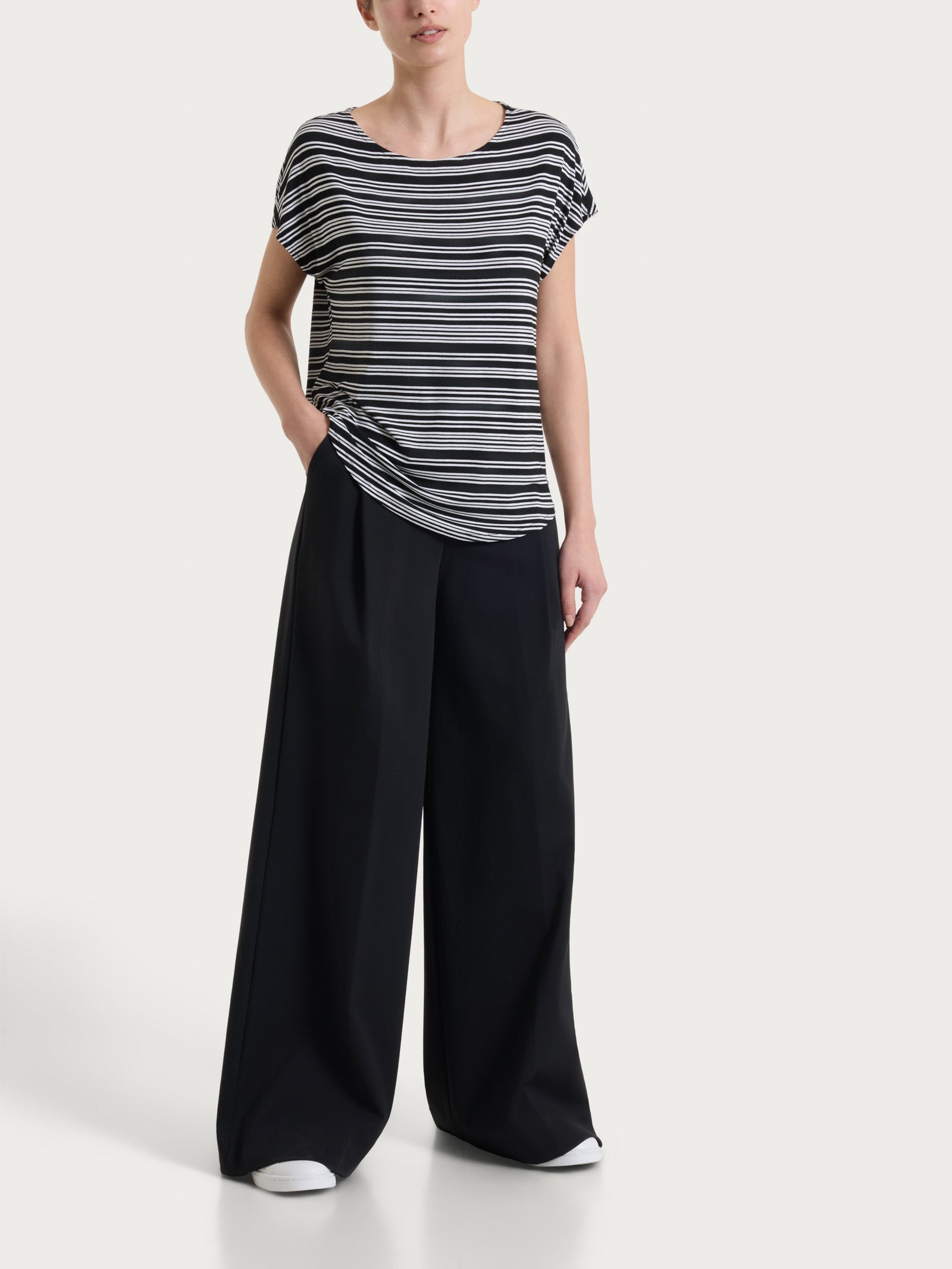 Ragno Viscosa Summer Maglietta Righe Fant. Nero Leggera