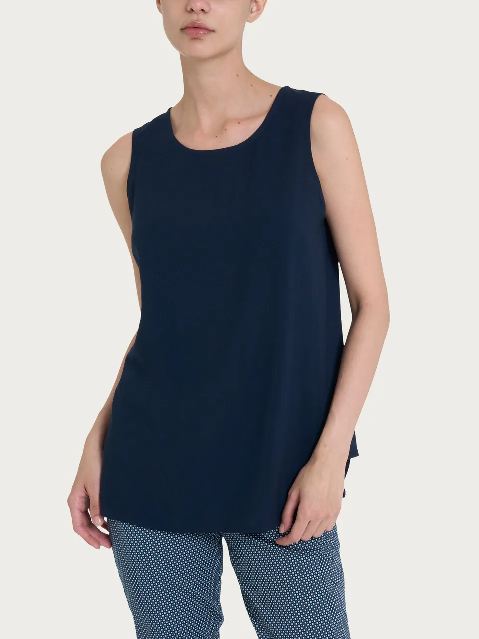 Ragno Viscosa Summer top spalla larga bleu inserto laterale
