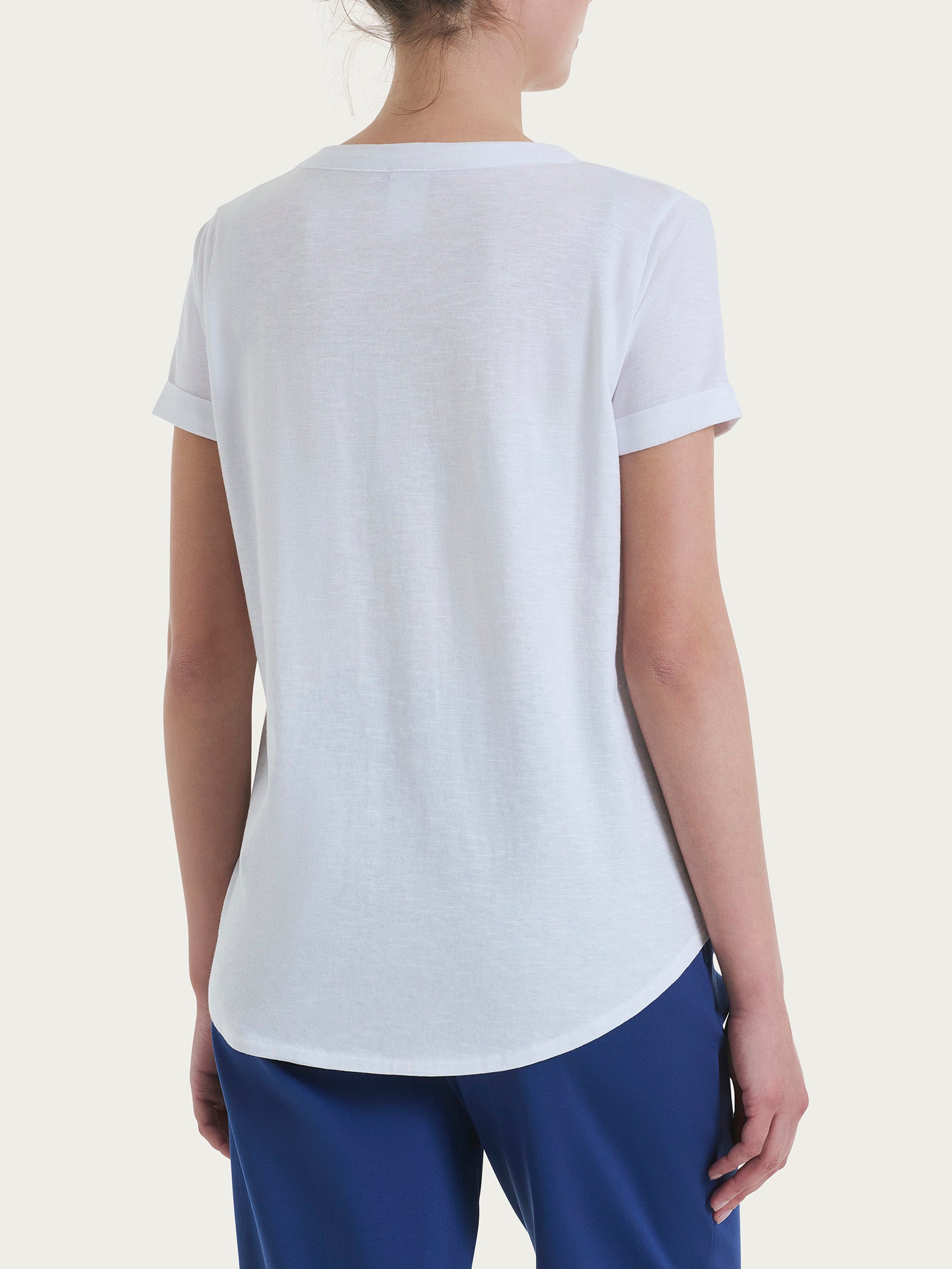 Ragno Gem Maglietta Scollo V Cotone Slub Bianco