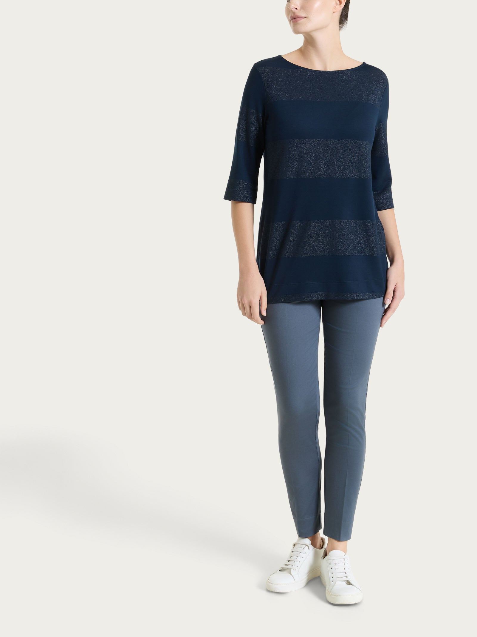 Ragno Summer Light maglietta barchetta righe bleu lurex