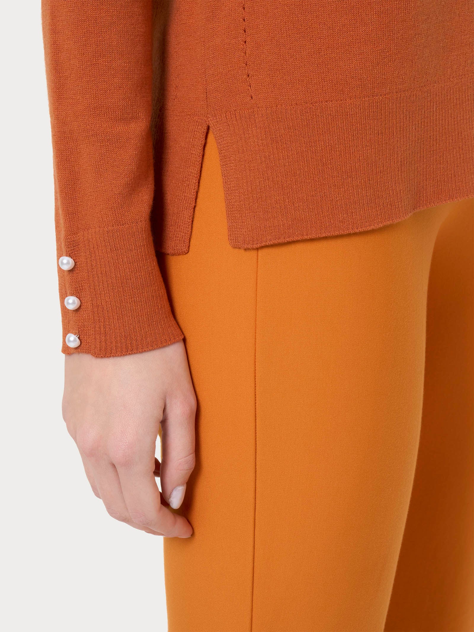 Ragno Merino Soft Maglia Girocollo Perline Rust Pura Lana