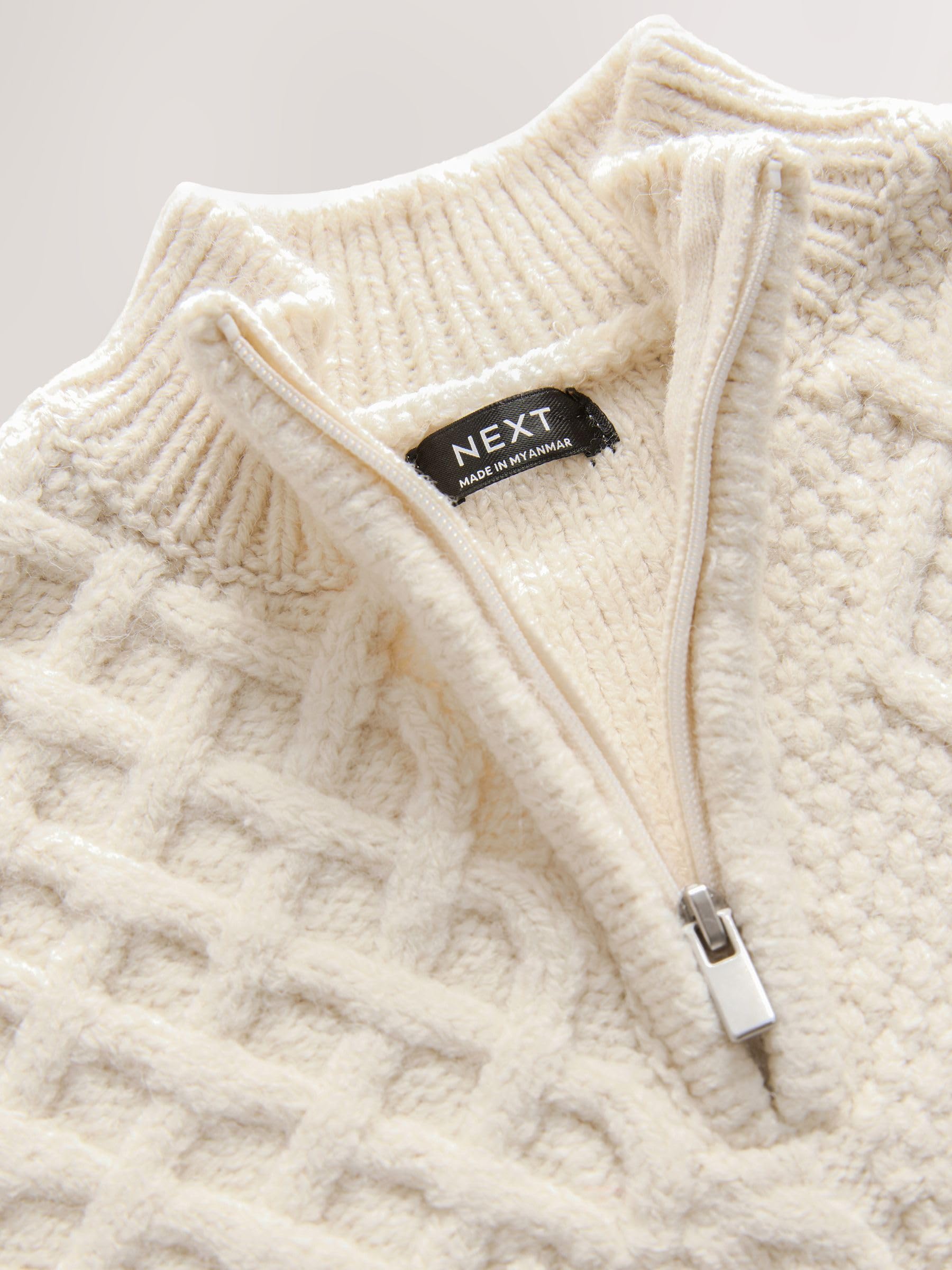 Next maglione bambino trecce con zip collo 62-68