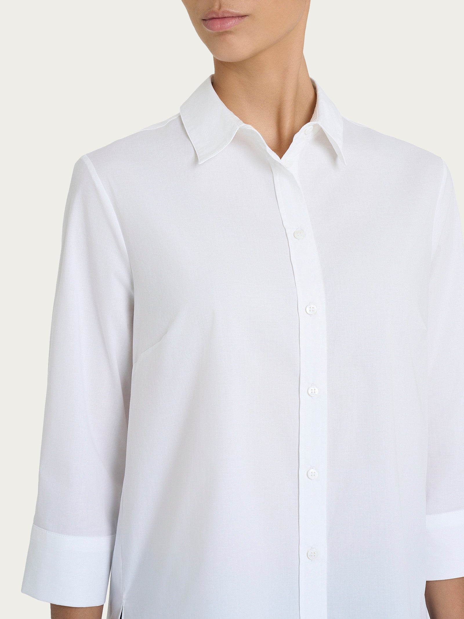 Ragno Popeline camicia manica 3/4 bianca cotone