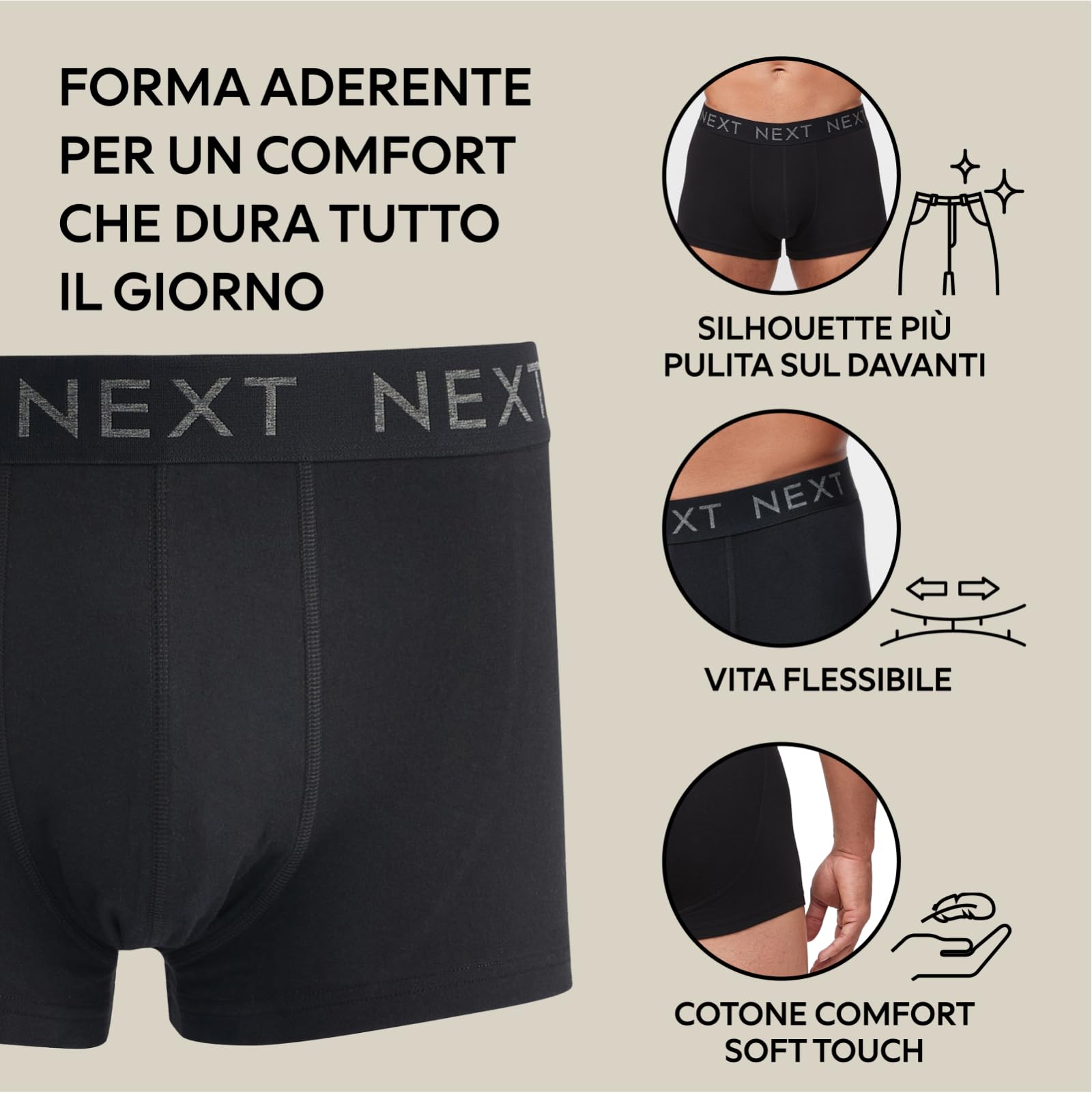 Geo Next Boxer Uomo Nero XS Cotone Elasticizzato Comfort