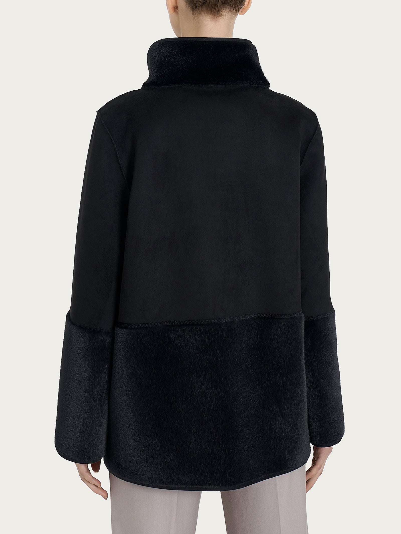 Ragno Vegan Shearling Giacca Lunga Double-Face Nero calda