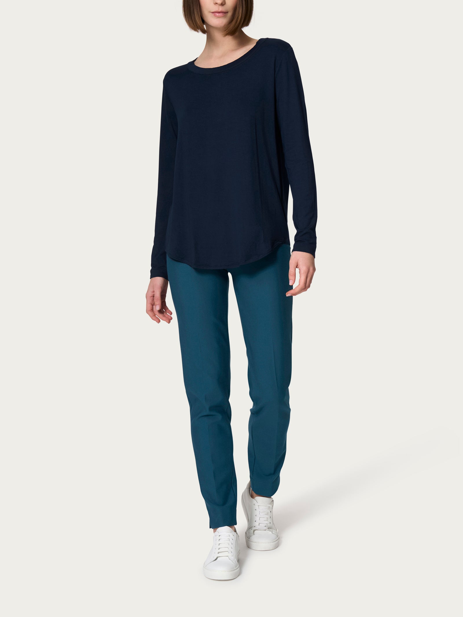 Ragno Eco Viscosa Girocollo manica lunga maglietta Bleu