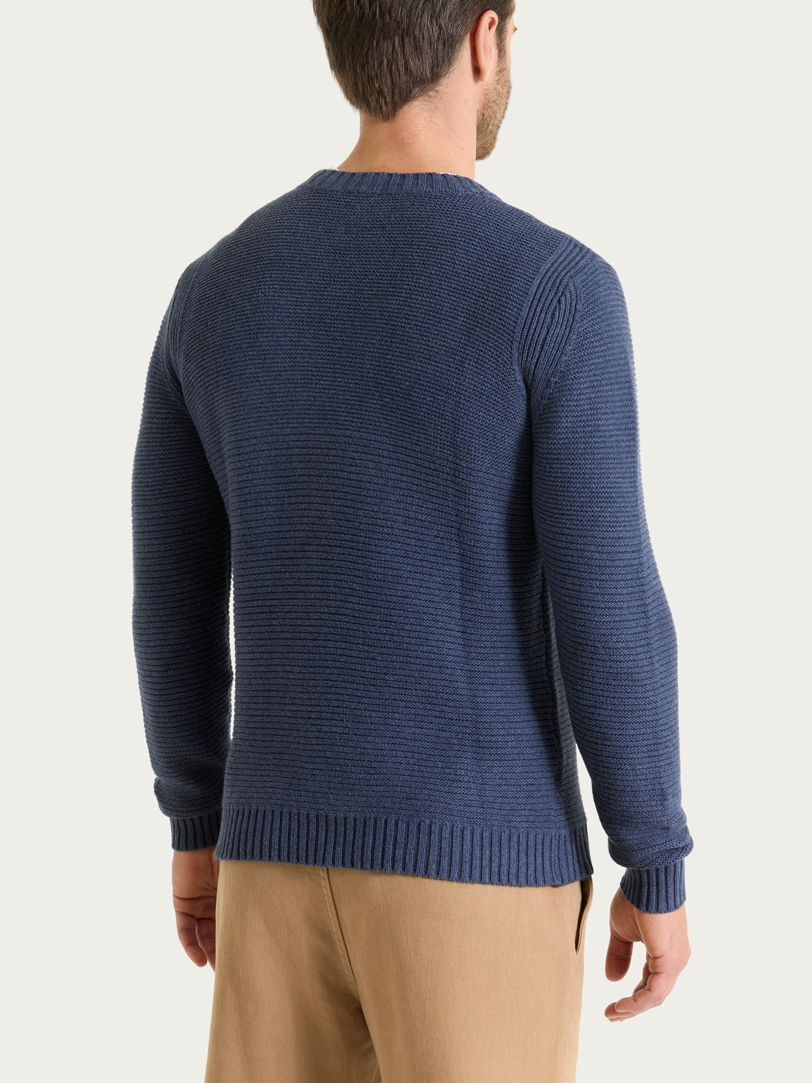 Ragno Winter Cotton Pullover Girocollo Uomo Avio Cotone