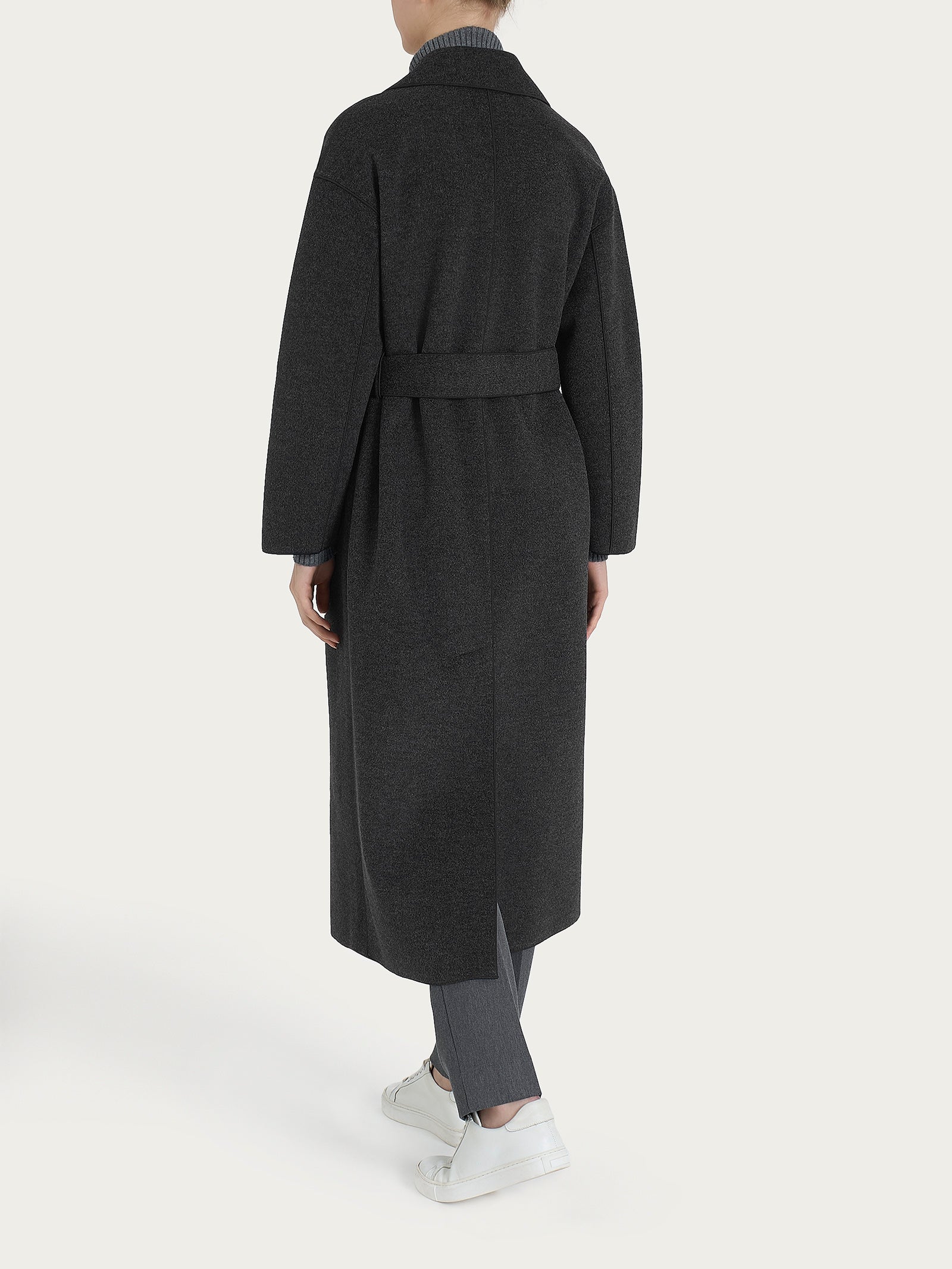 Ragno Vegan Wool cappotto lungo bottoni Oscuro Mel. caldo