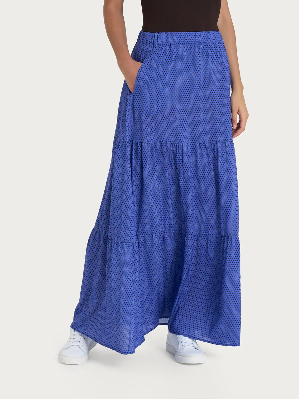 Ragno EcoSeta gonna lunga esagoni dazzling blue viscosa