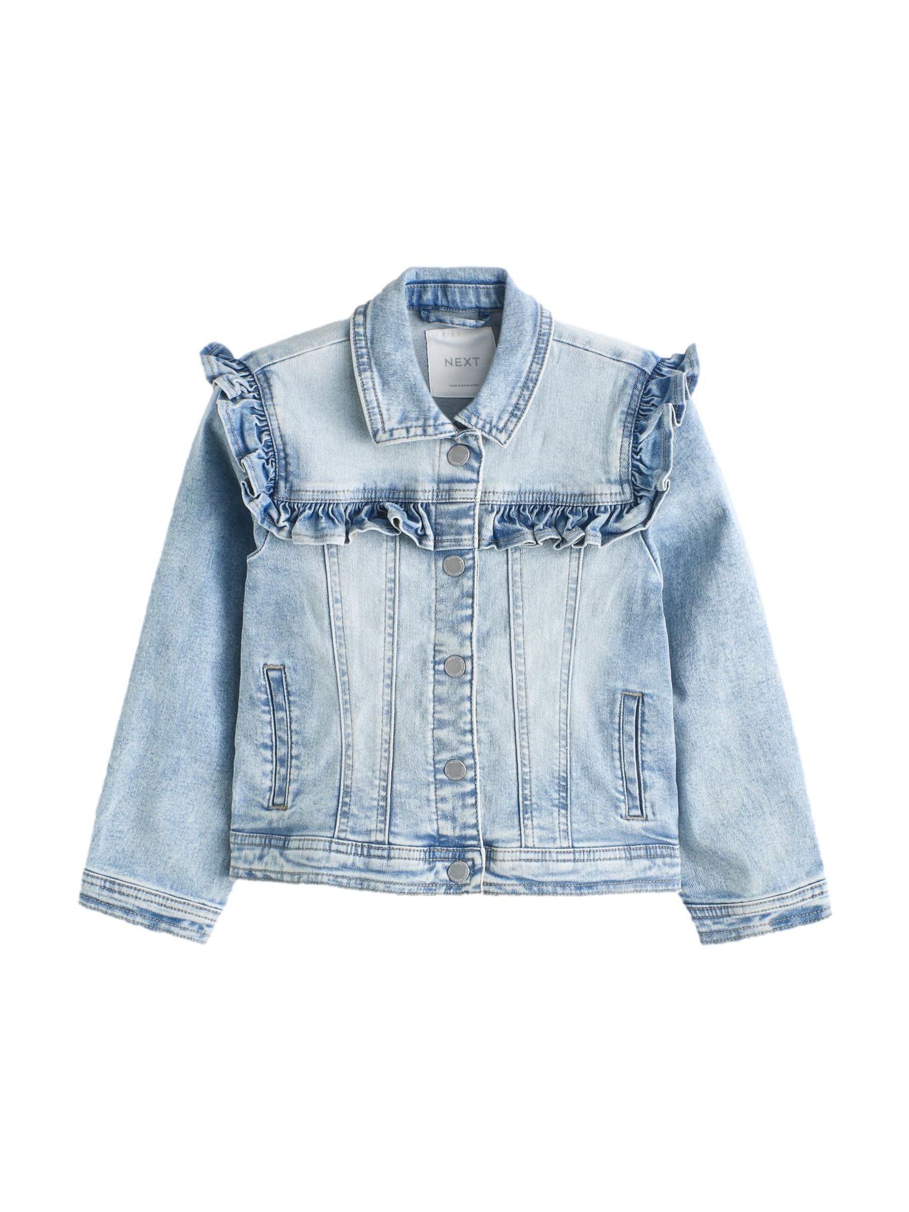 Next giacca jeans bambina ruches 104-110 denim elasticizzato