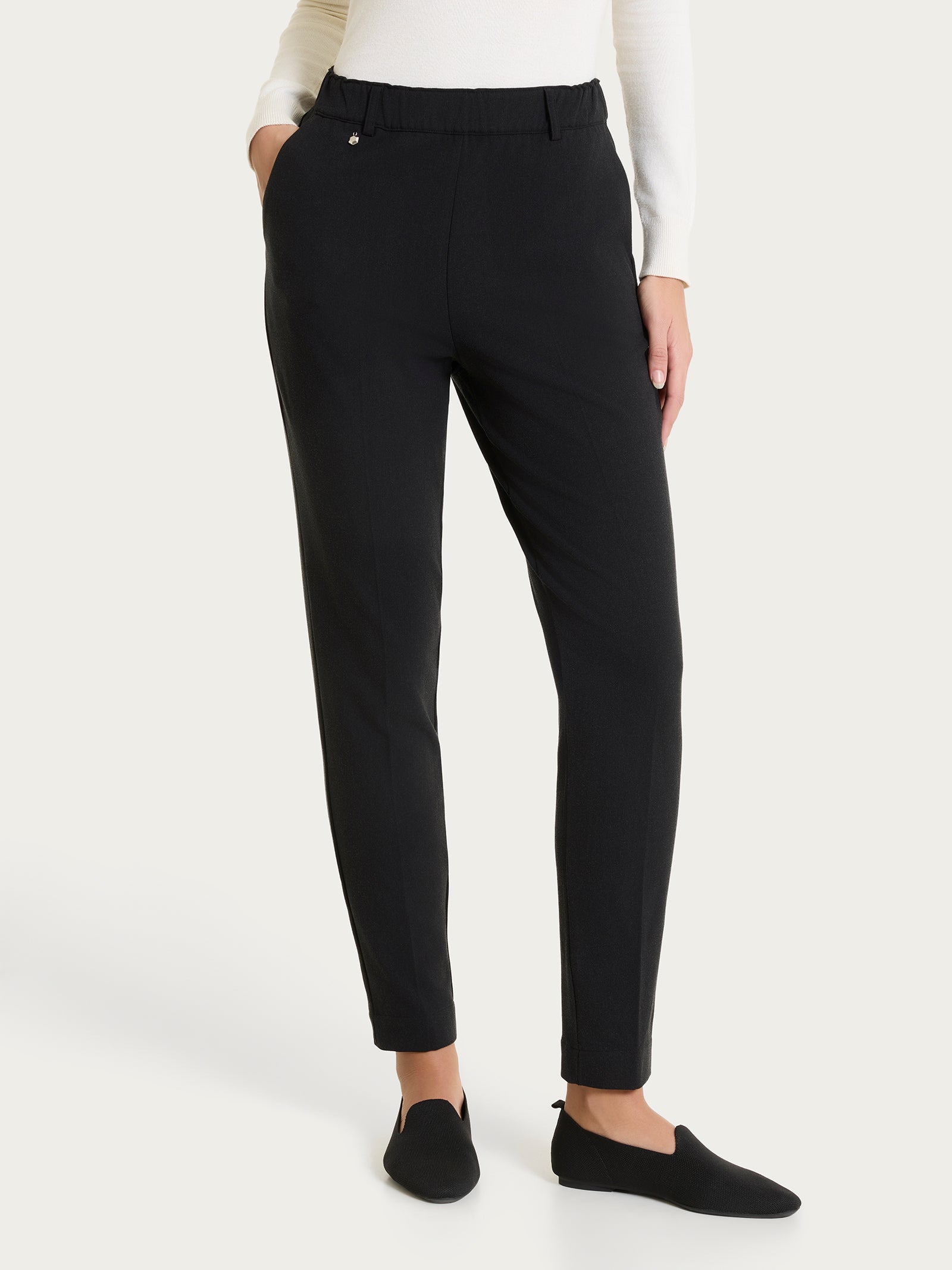 Ragno Compact Pantalone Chino Slim Nero Flannel Twill