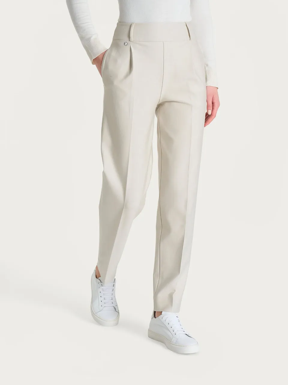 Ragno Compact Pantalone Carota Tasche Pinces Champignon viscosa stretch