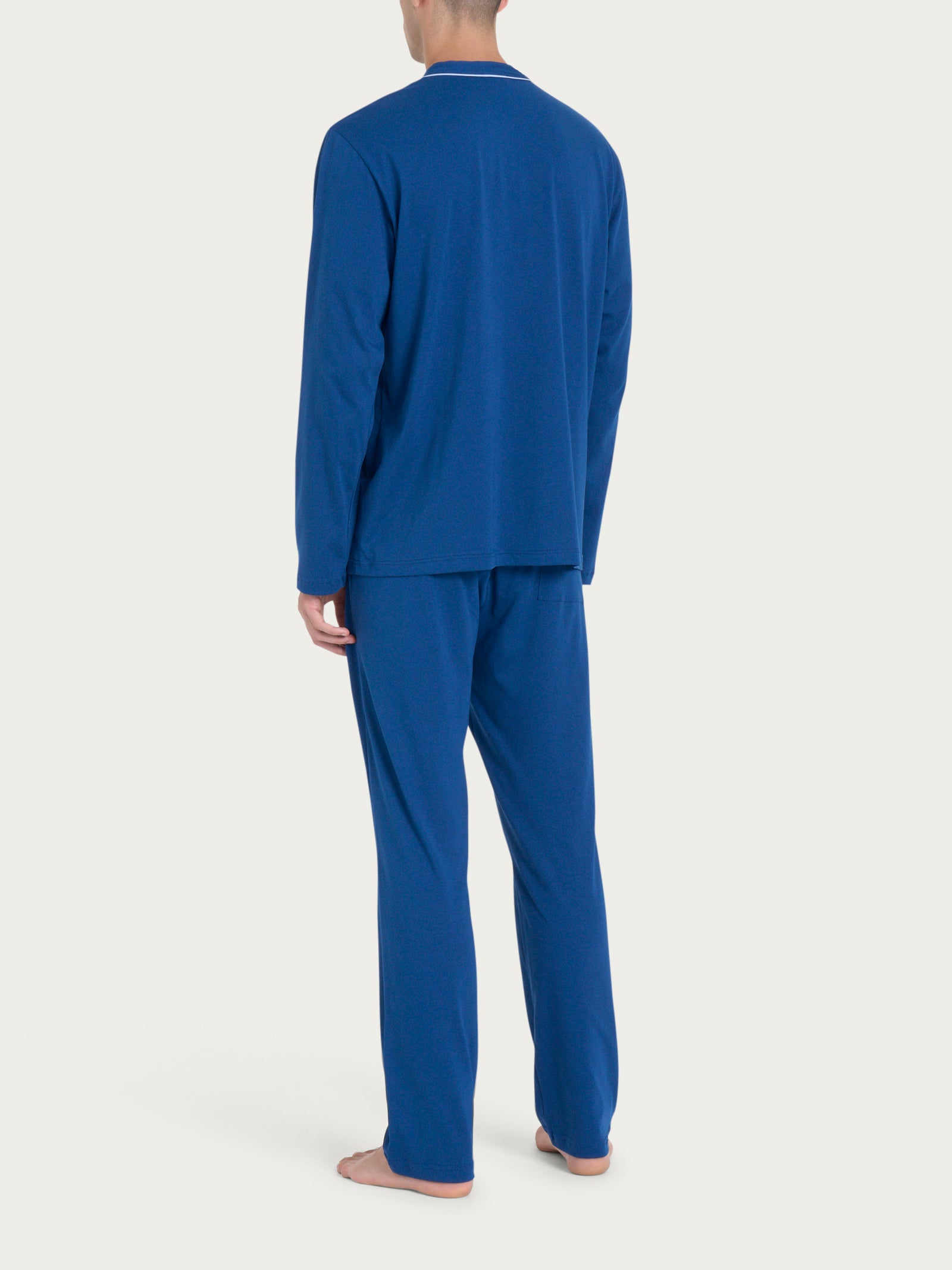 Ragno Jersey di Cotone pigiama lungo aperto Navy Peony uomo