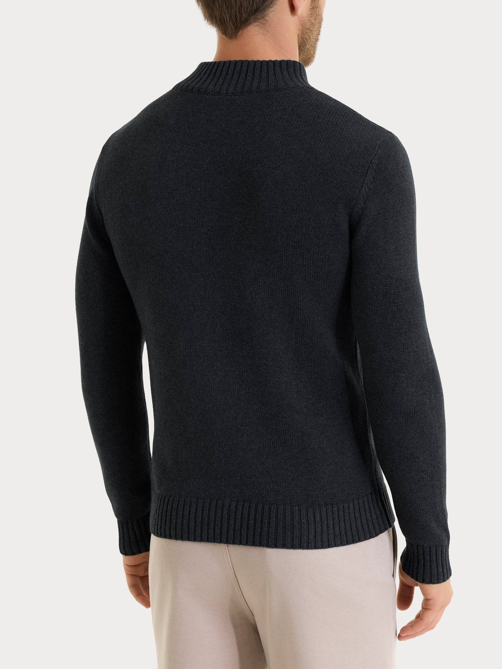 Ragno Winter Cotton lupetto uomo zip nero melange