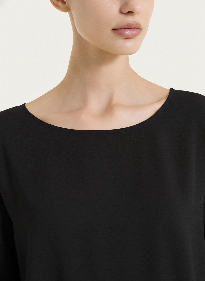 Ragno Voile Stretch blusa manica 3/4 Nero viscosa